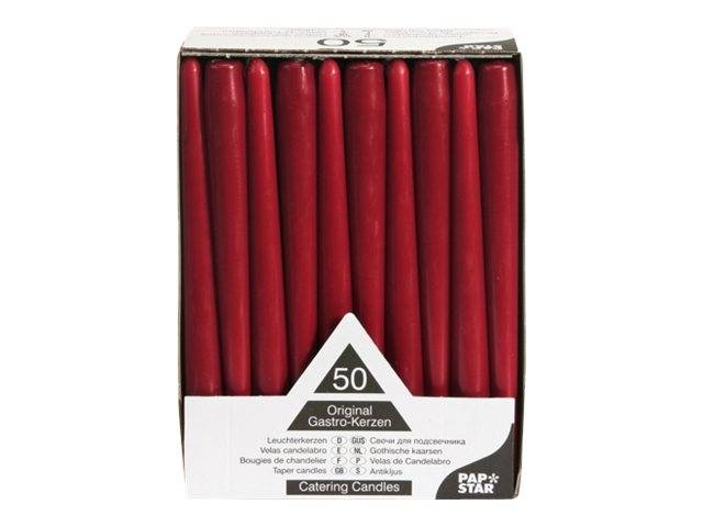 PAPSTAR Kerze - Spitzkerze - Bordeaux (Packung mit 50)