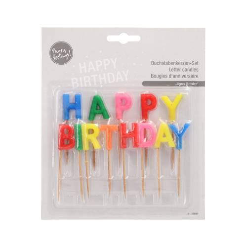 Buchstabenkerzen-Set 8 cm "Happy Birthday". Material: Paraffin. Farbe: farbig