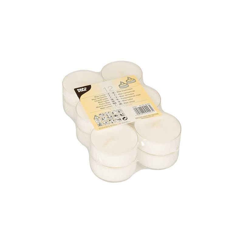STARPAK Maxi-Teelichte, Durchmesser: 57 mm, weiß, 12er Pack