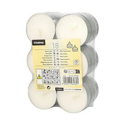 STARPAK Maxi-Teelichte, Durchmesser: 57 mm, weiß, 18er Pack