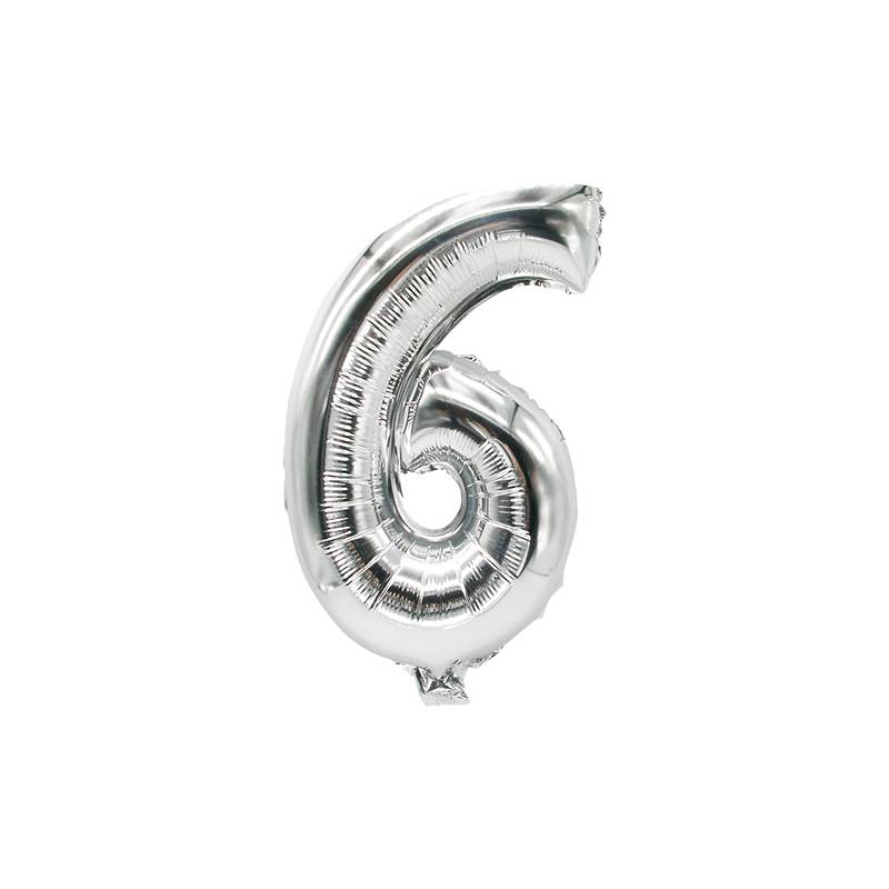 PAPSTAR Folienballon "Zahlen", Ziffer: 6, silber