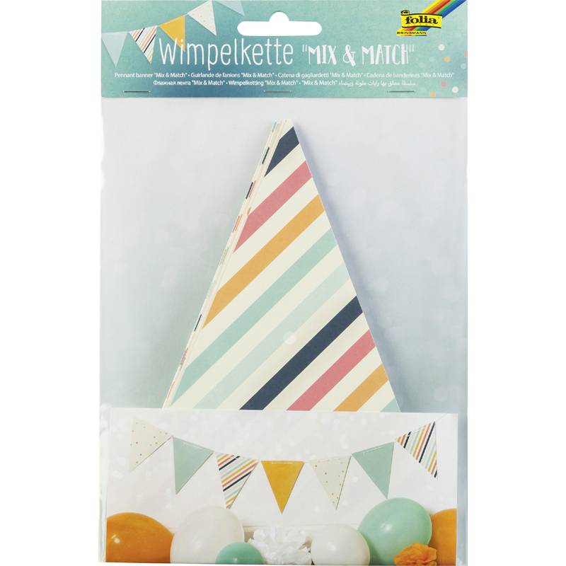 folia Wimpelkette "Mix & Match", aus Motivkarton, 14 Wimpel