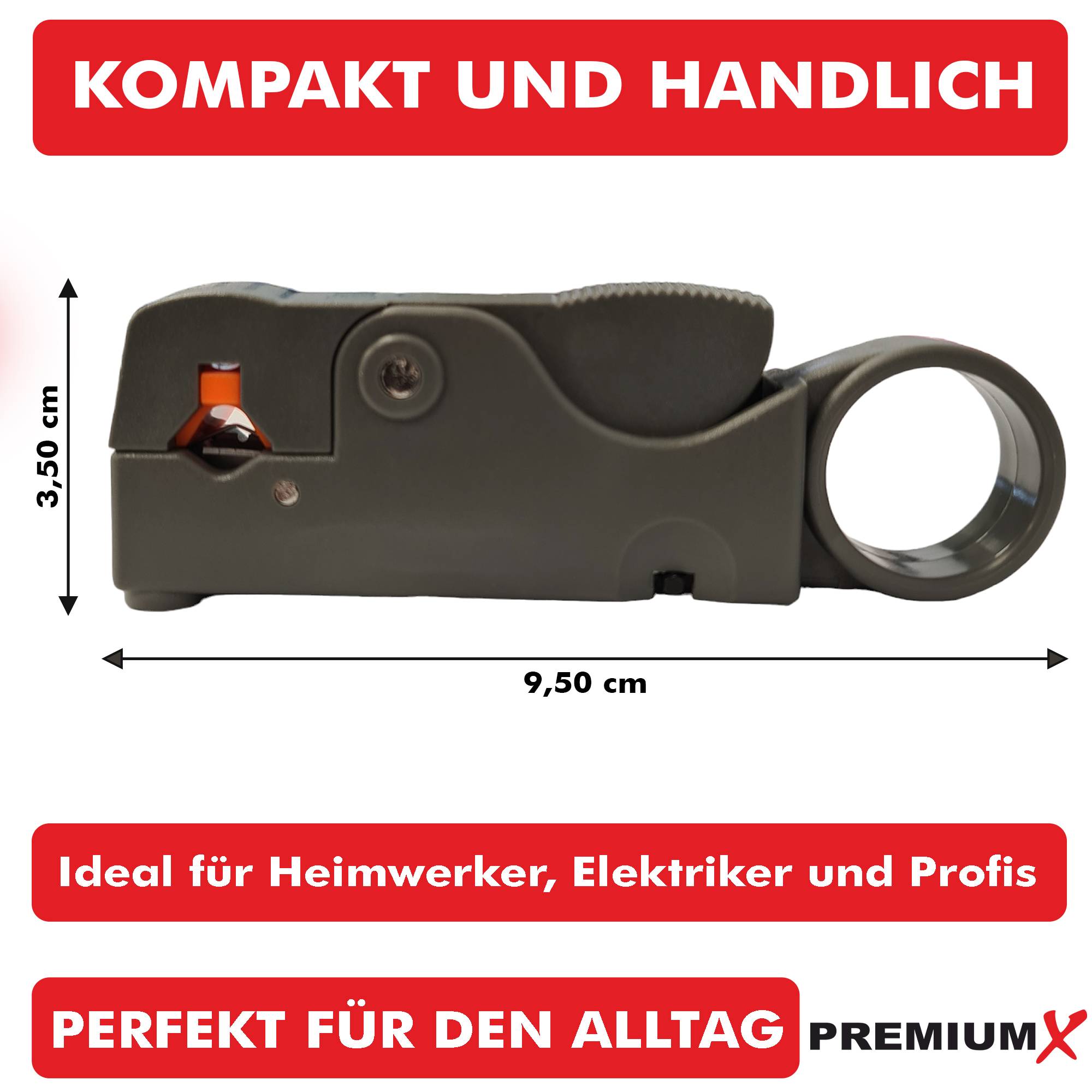 PremiumX Abisolierer PX-500 Universal Kabel Abisolier-Werkzeug Netzwerkkabel Koaxialkabel Kabelwerkzeug SAT Entmanteler