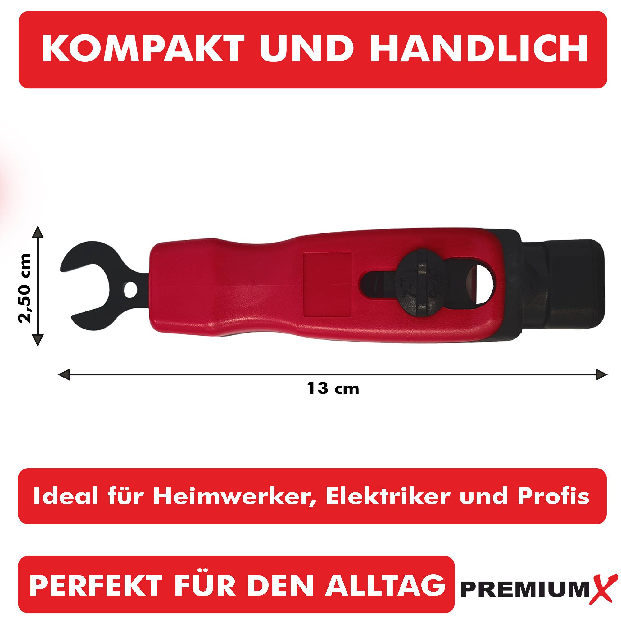 PremiumX XCon CS-200 Abisolierer für RG59/6, RG7/11 mit Schlüssel 20x Kompressionsstecker XCon S6 F-Kompressionsstecker