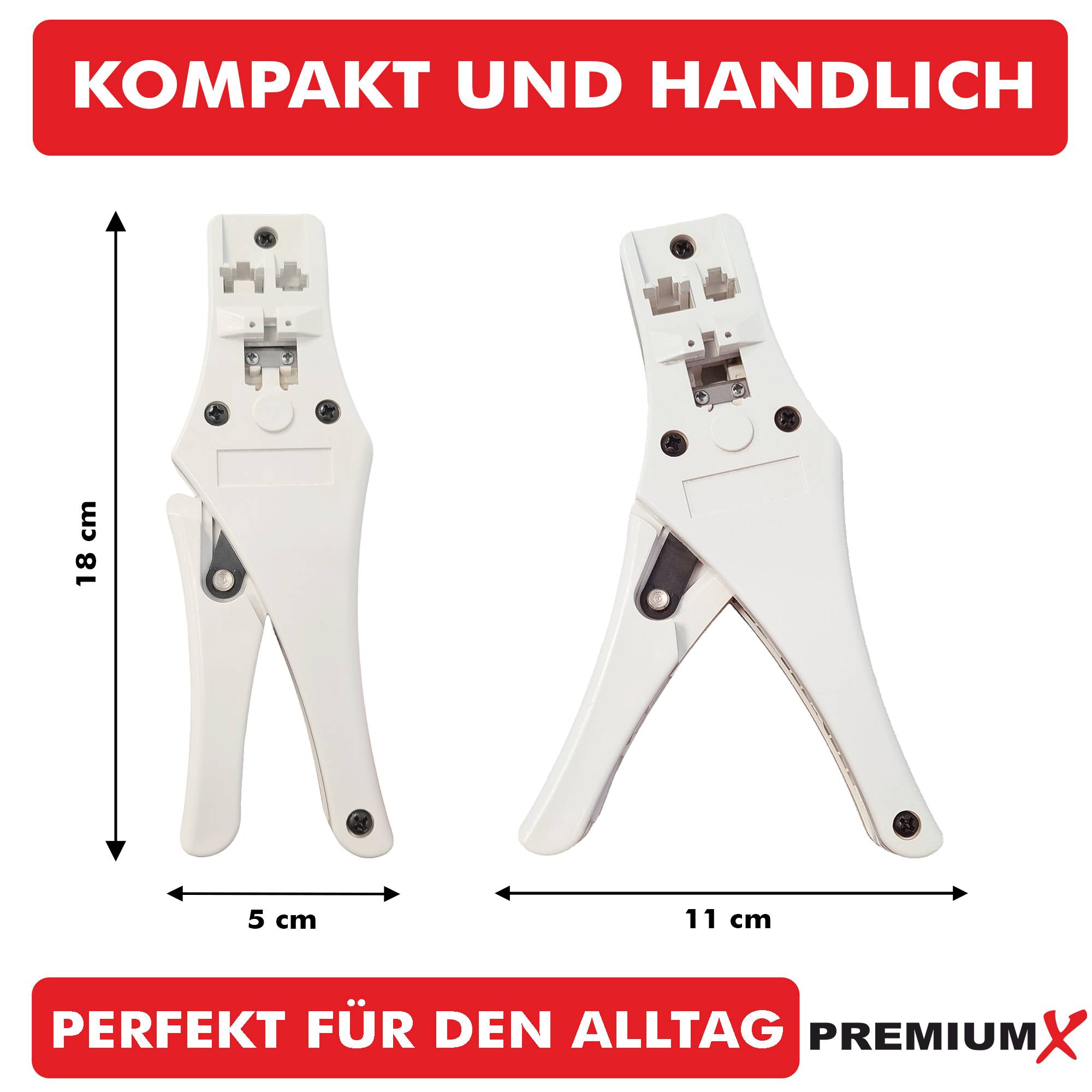 PremiumX Modular Crimpzange PX-376D für Netzwerkstecker RJ-45/8P8C RJ-11/6P4C LAN DSL Internet Zange Werkzeug Kabelschneider Kabelwerkzeug