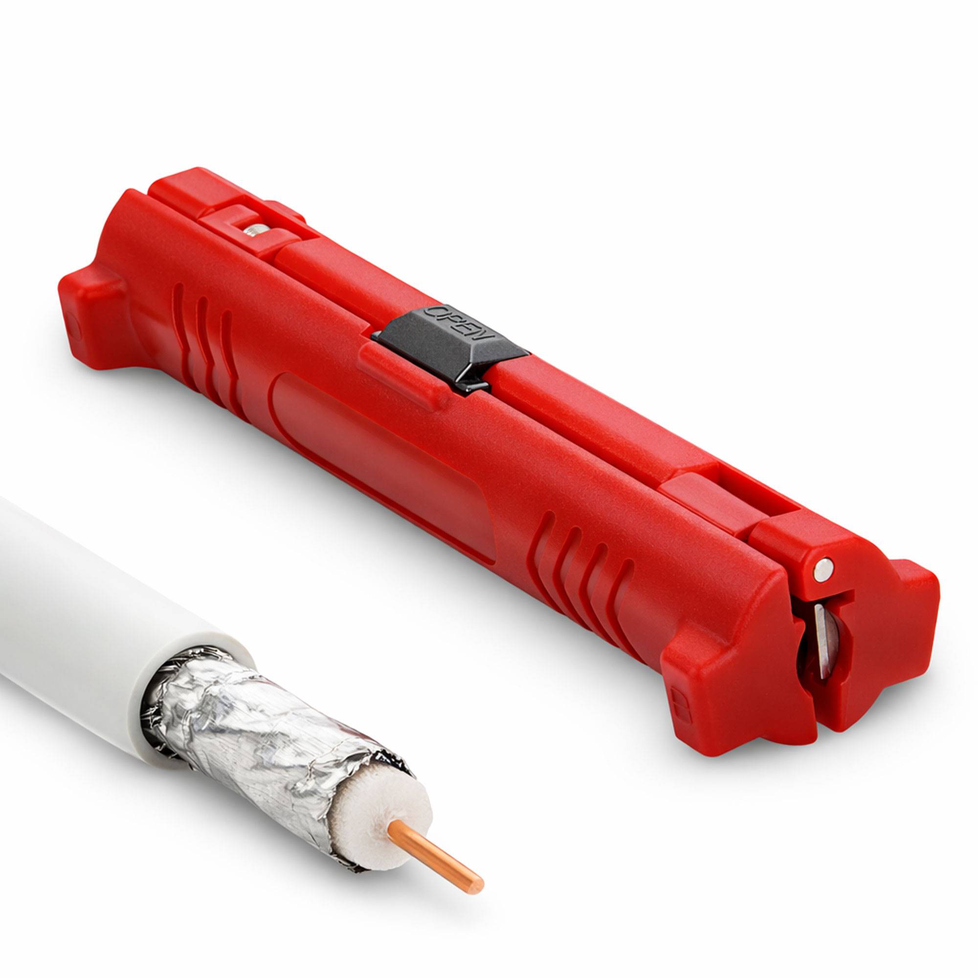 PremiumX Abisolierer XCon CS-10 Universal Kabel Abisolier-Werkzeug Netzwerkkabel Koaxialkabel Kabelwerkzeug SAT Entmanteler