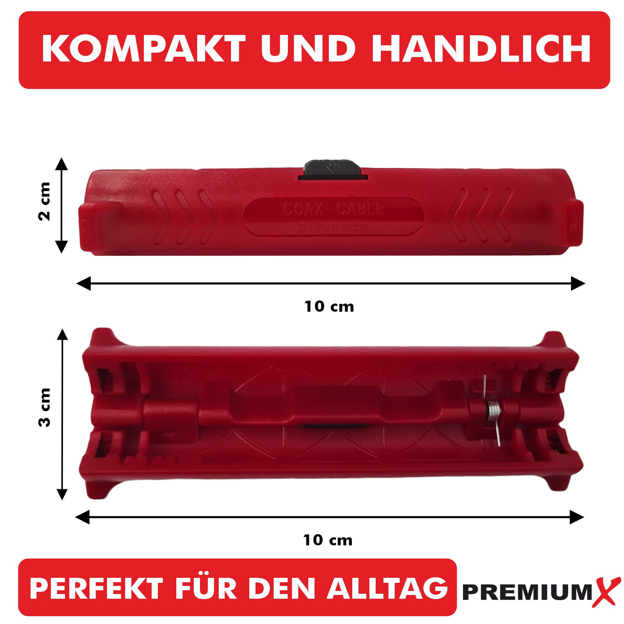 PremiumX Abisolierer XCon CS-10 Universal Kabel Abisolier-Werkzeug Netzwerkkabel Koaxialkabel Kabelwerkzeug SAT Entmanteler