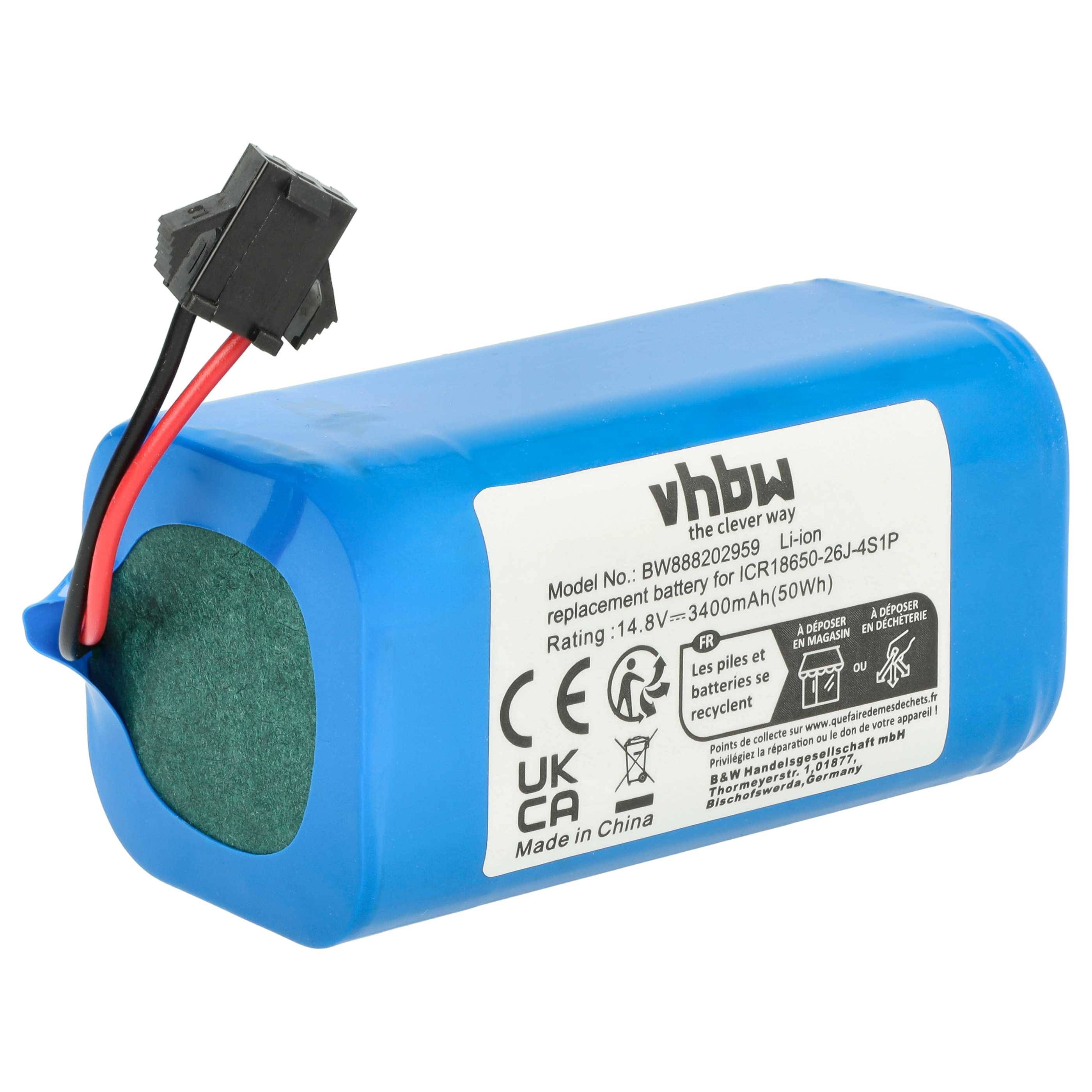 vhbw Akku kompatibel mit Haier TAB-T550W, HB-X570LSC, TAB-JD5FOLSC, TAB-OS60S, TAB-T520S Saugroboter (3400 mAh, 14,8 V, Li-Ion)