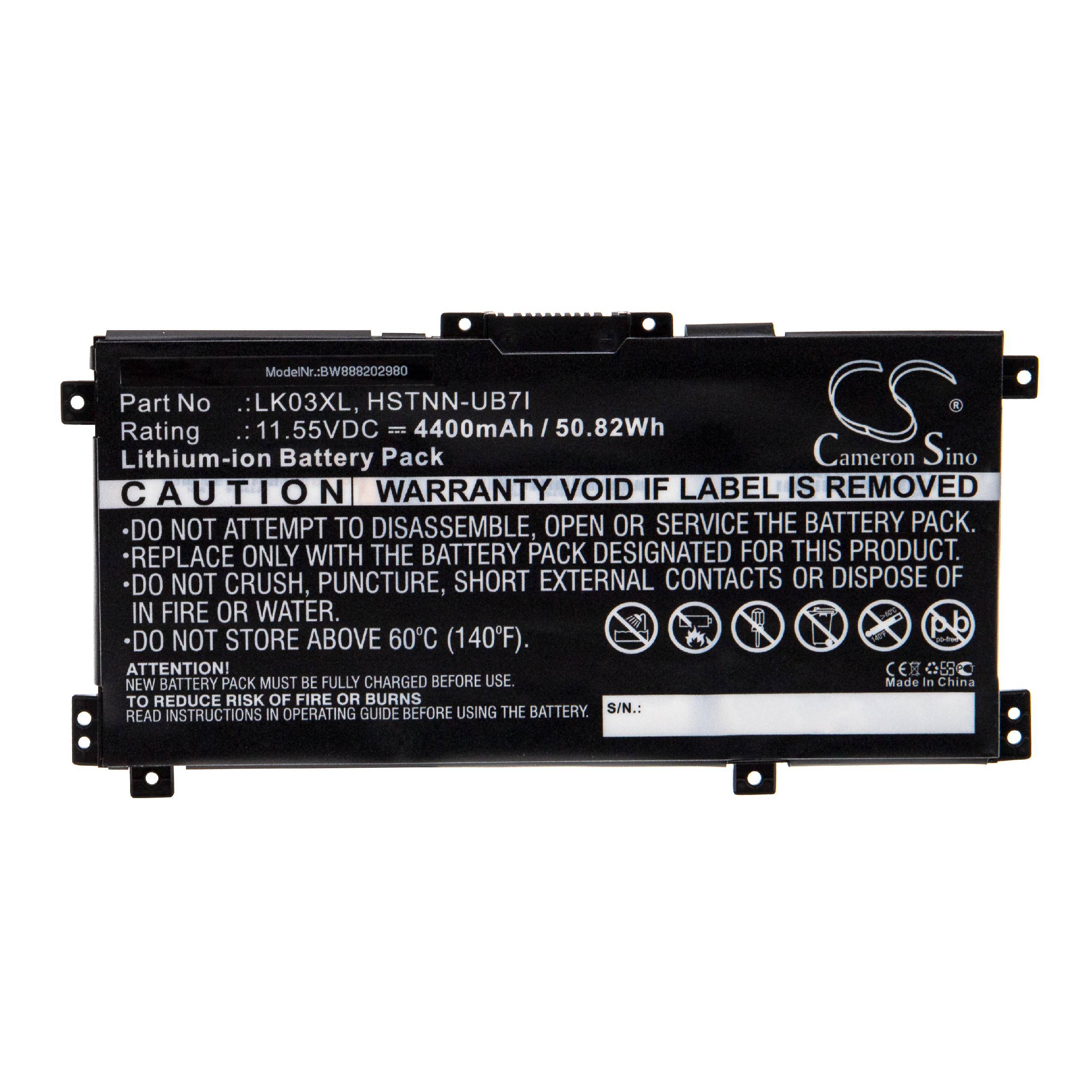 vhbw Akku Ersatz für HP HSTNN-LB8J, HSTNN-UB71, HSTNN-UB7I, L08855-856 für Notebook (4400mAh, 11.55V, Li-Ion)