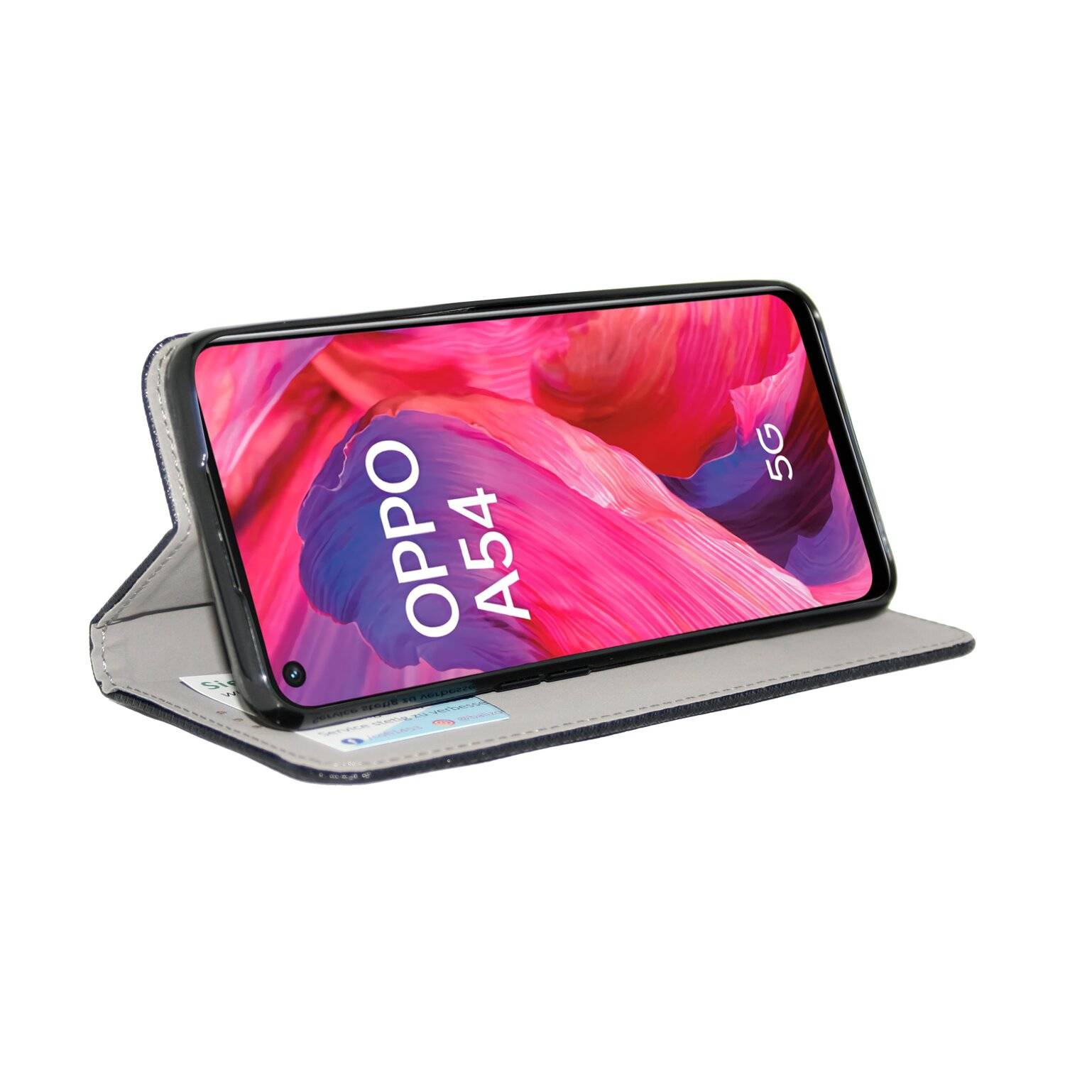 cofi1453® Buch Tasche "Smart" kompatibel mit Oppo A54 5G Handy Hülle Etui Brieftasche Schutzhülle mit Standfunktion, Kartenfach Schwarz