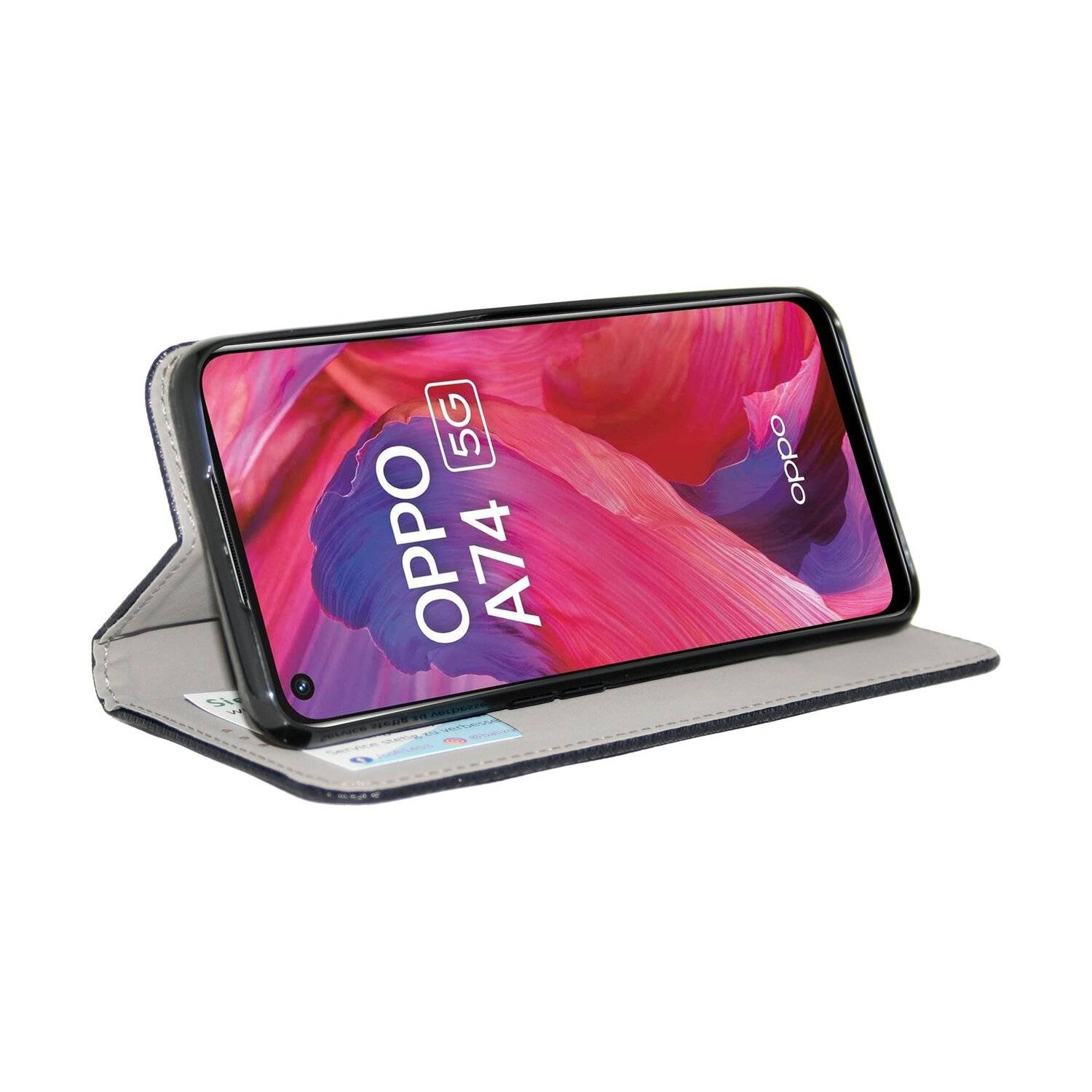 cofi1453® Buch Tasche "Smart" kompatibel mit Oppo A74 5G Handy Hülle Etui Brieftasche Schutzhülle mit Standfunktion, Kartenfach Schwarz