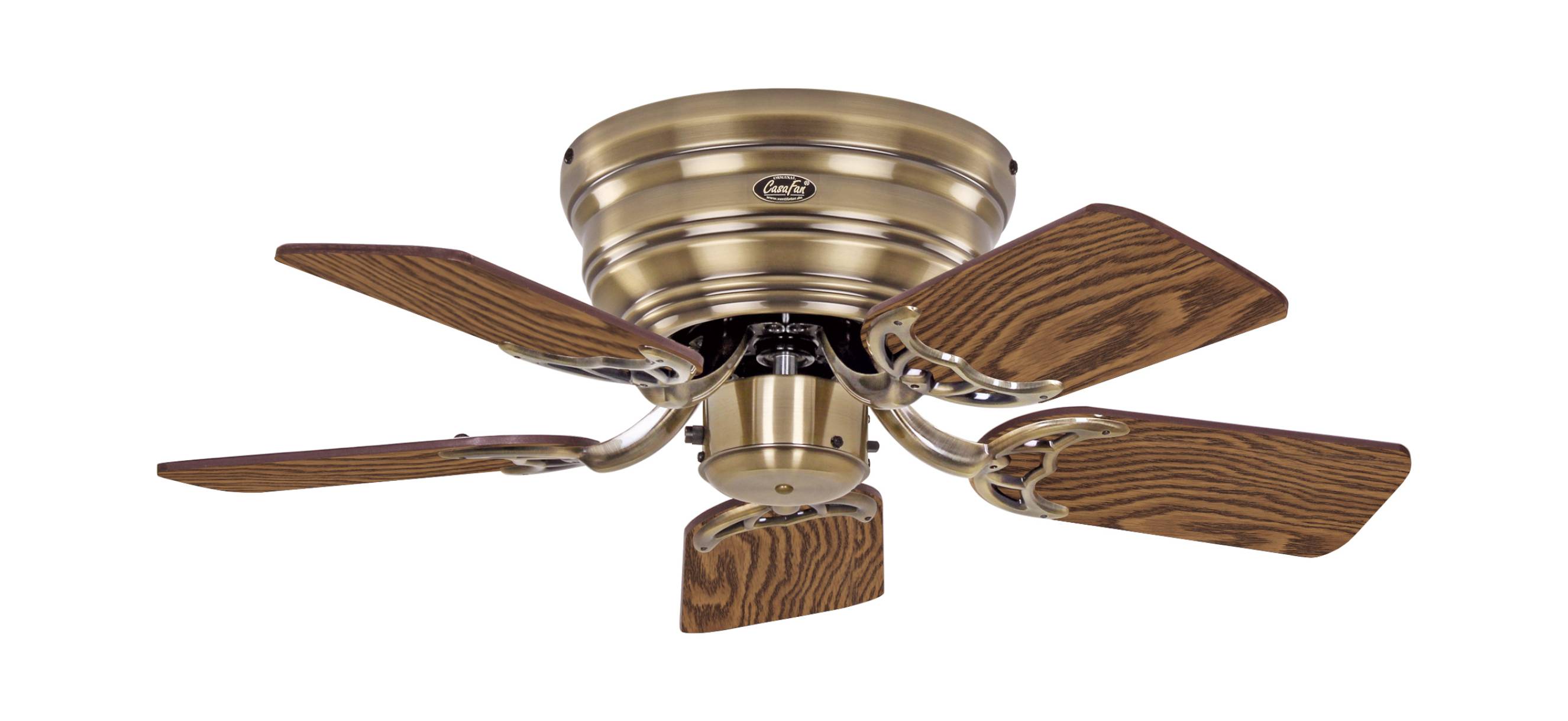 Flacher Deckenventilator Classic Flat III Messing antik
