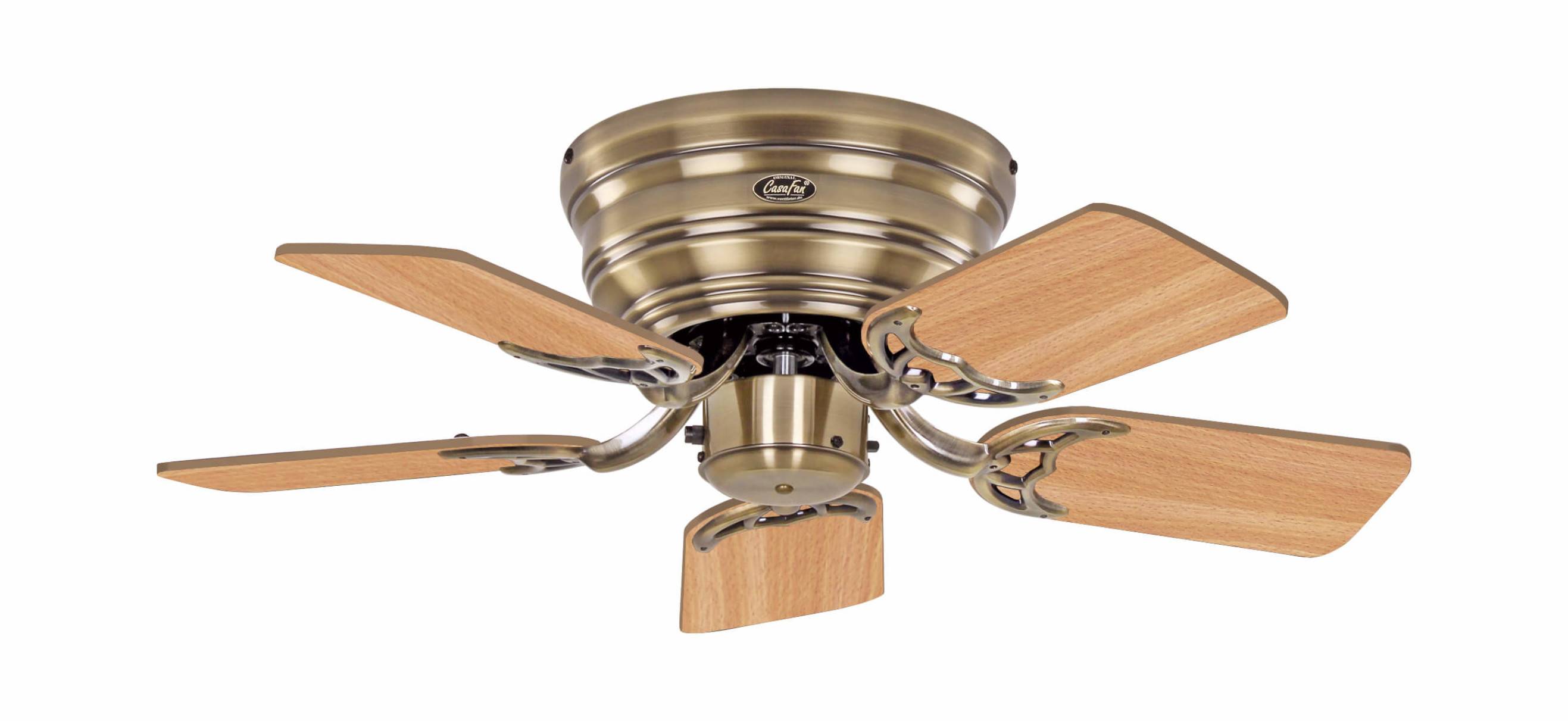 Flacher Deckenventilator Classic Flat III Messing antik