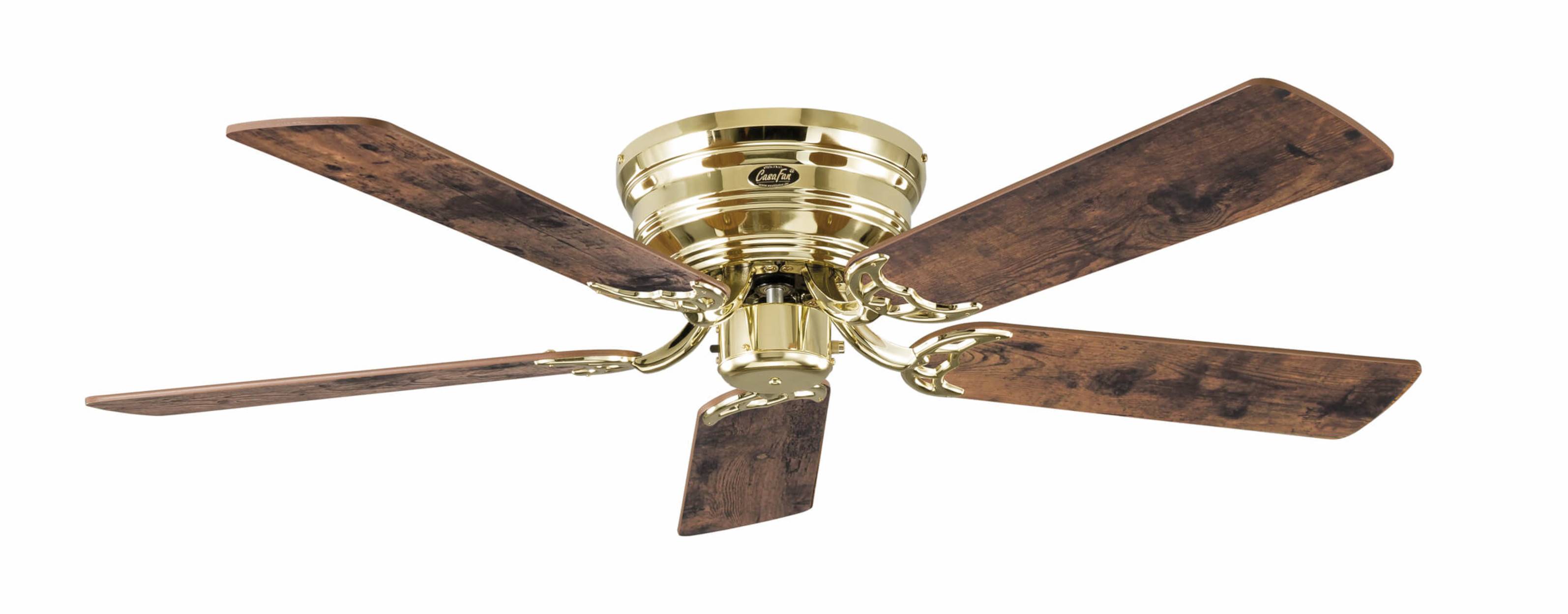 Flacher Deckenventilator Classic Flat III Messing poliert