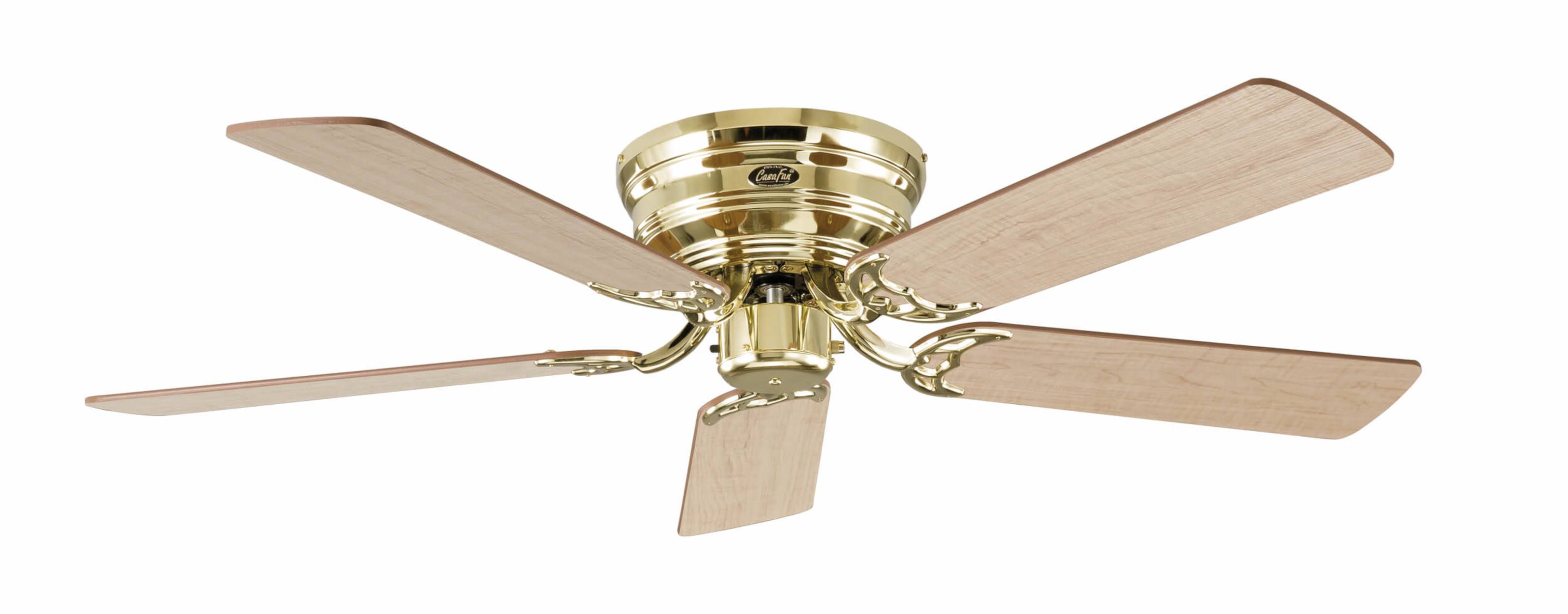 Flacher Deckenventilator Classic Flat III Messing poliert