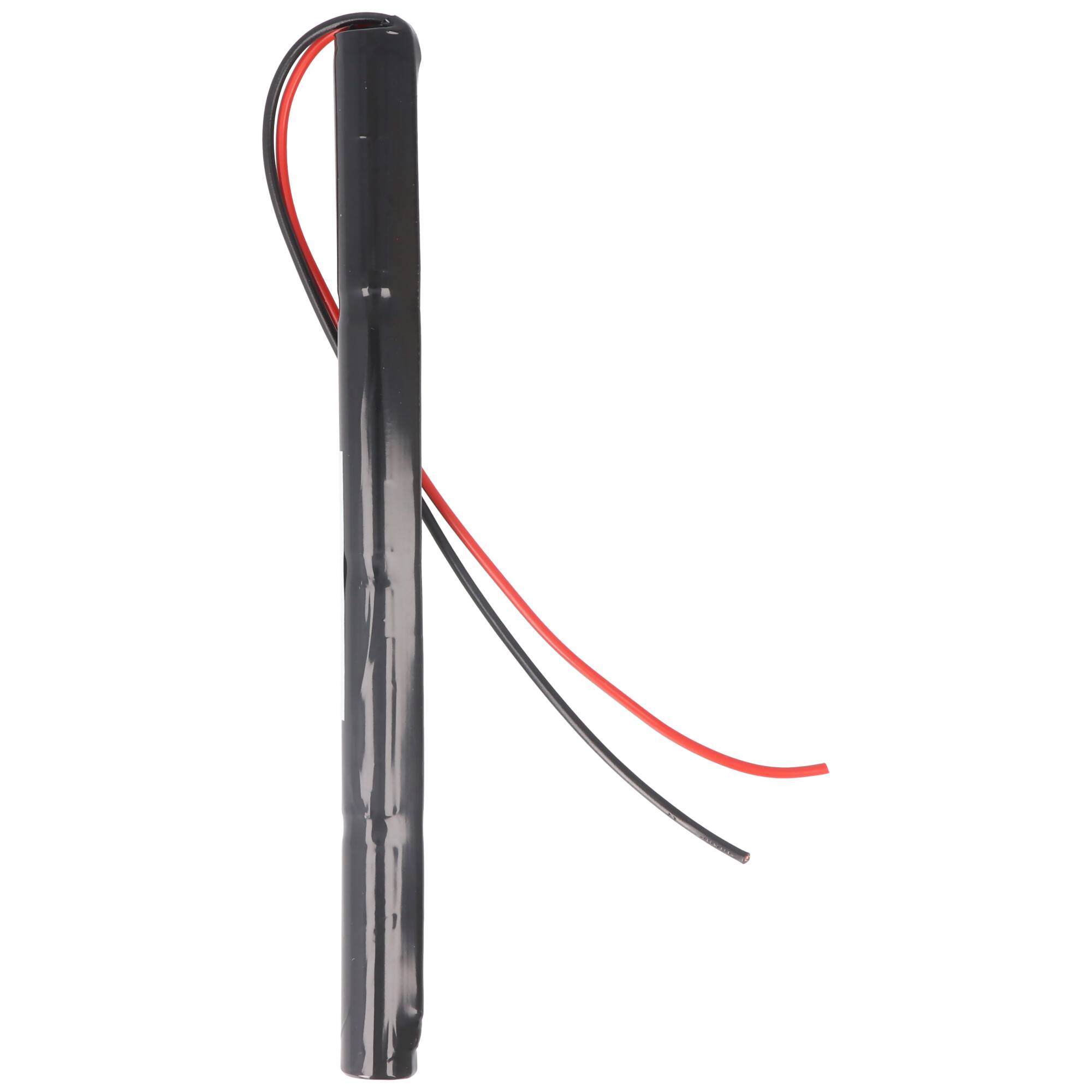 Notleuchtenakku NiCd 4,8V 800mAh L1x4 Mignon AA mit 200mm Kabel einseitig