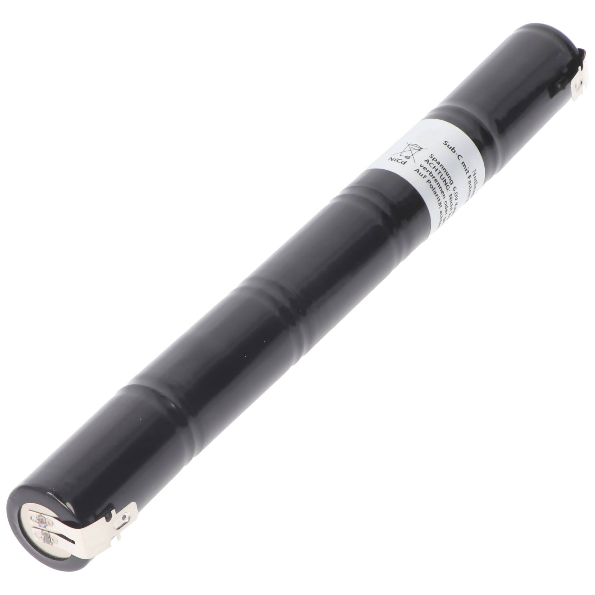 Notleuchtenakku NiCd 6,0V 1500mAh L1x5 Sub-C mit Faston-Anschluss passend für Zumtobel 04821260