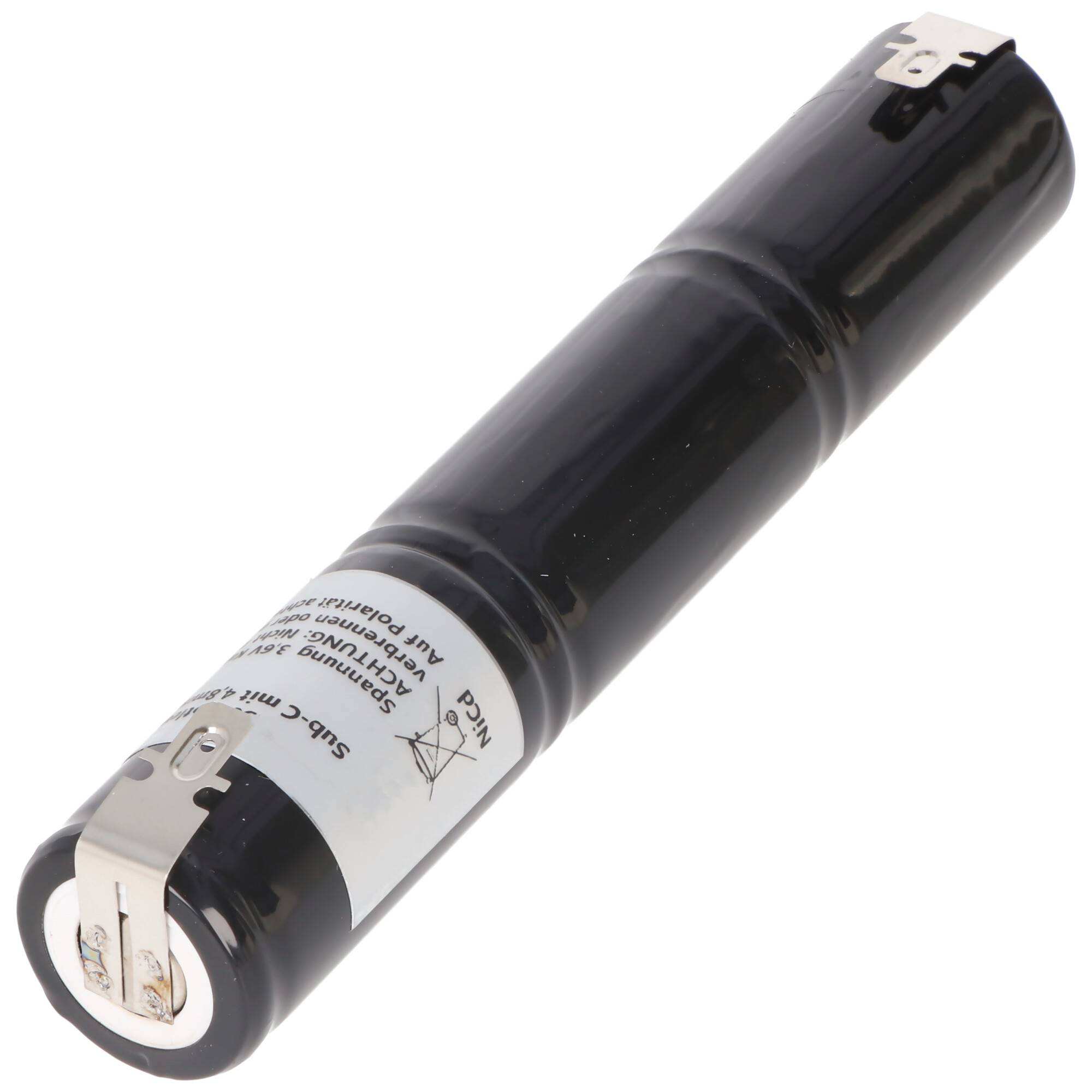 Notleuchtenakku NiMH 3,6V 1800mAh L1x3 Sub-C mit 4,8mm Faston-Anschluss