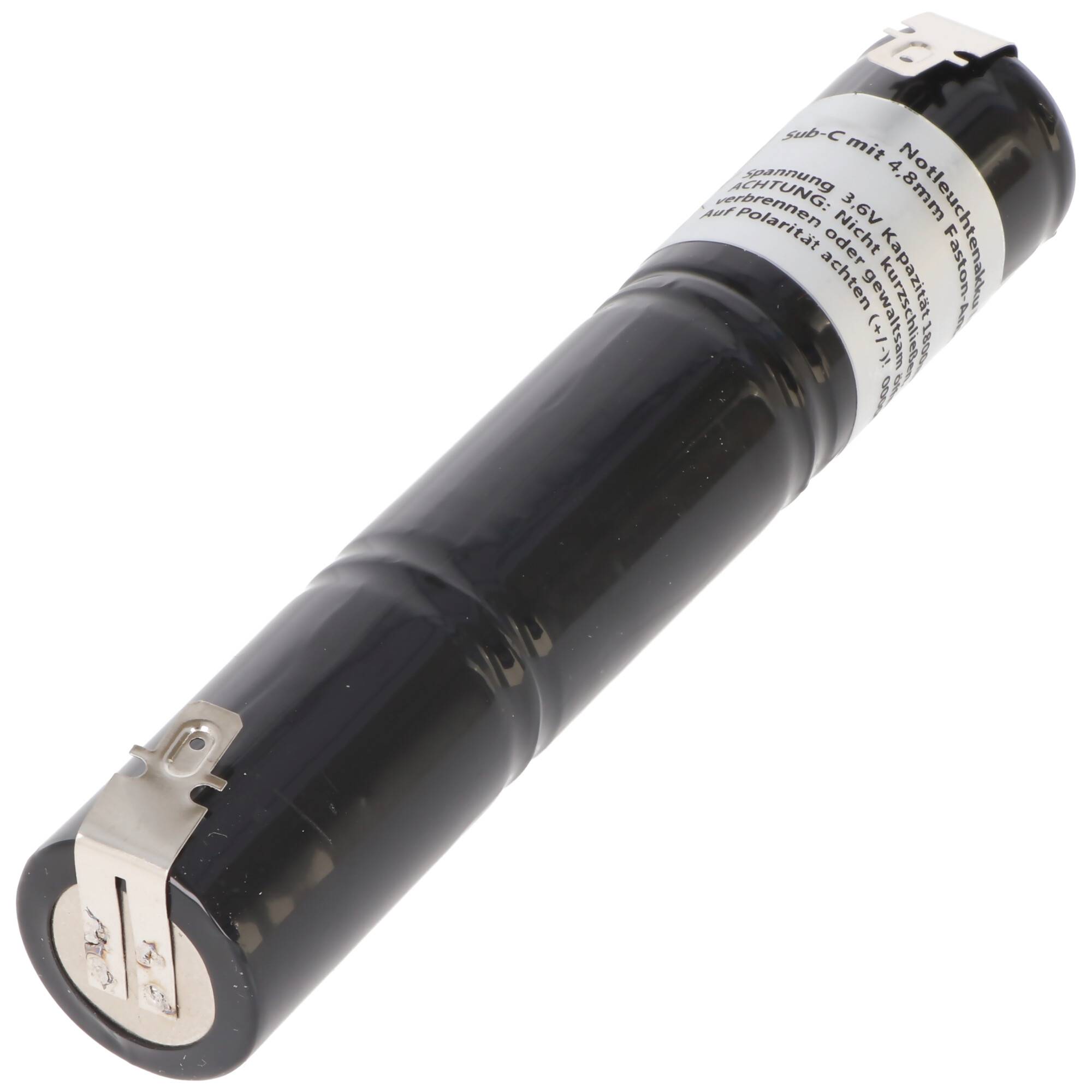 Notleuchtenakku NiMH 3,6V 1800mAh L1x3 Sub-C mit 4,8mm Faston-Anschluss