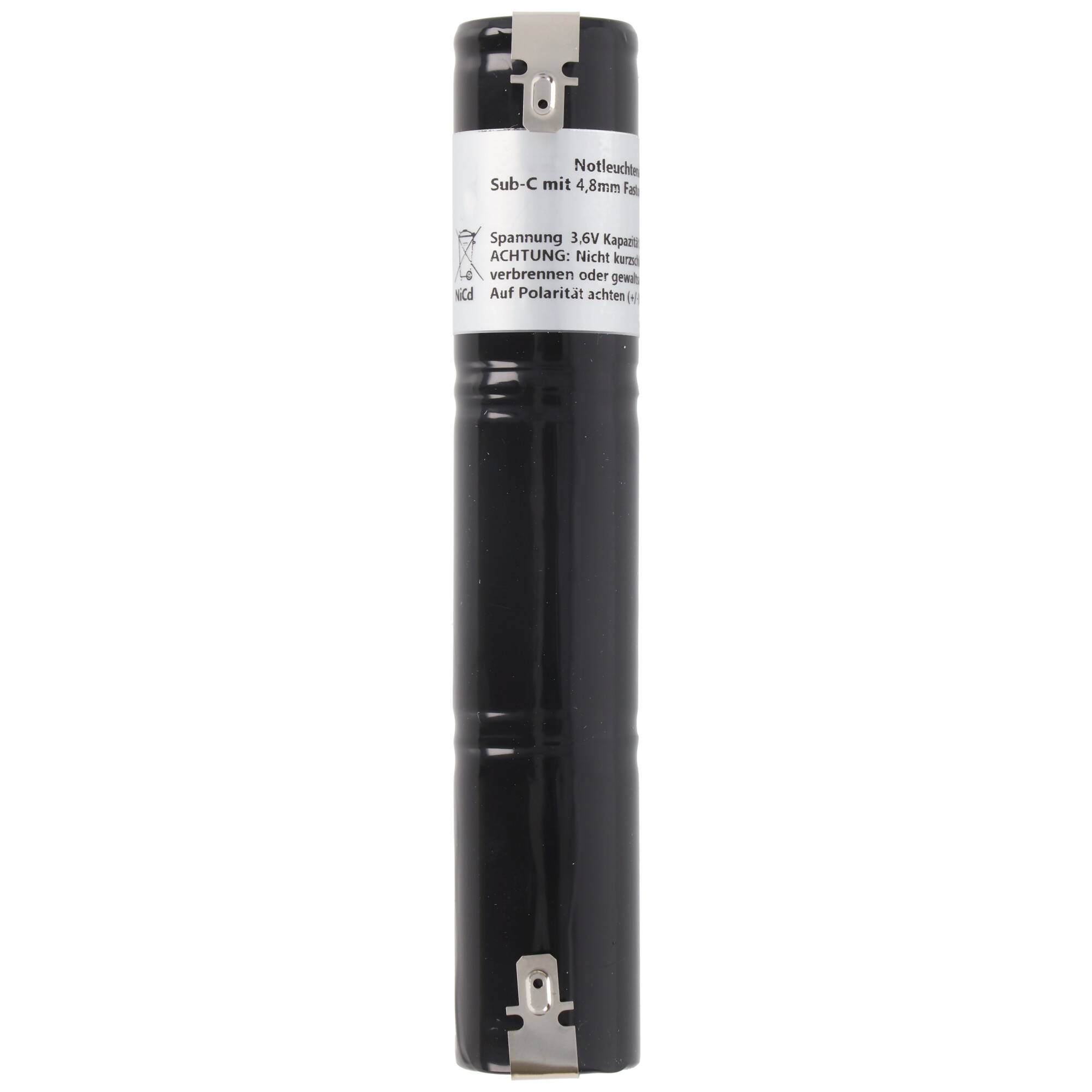 Notleuchtenakku NiMH 3,6V 1800mAh L1x3 Sub-C mit 4,8mm Faston-Anschluss
