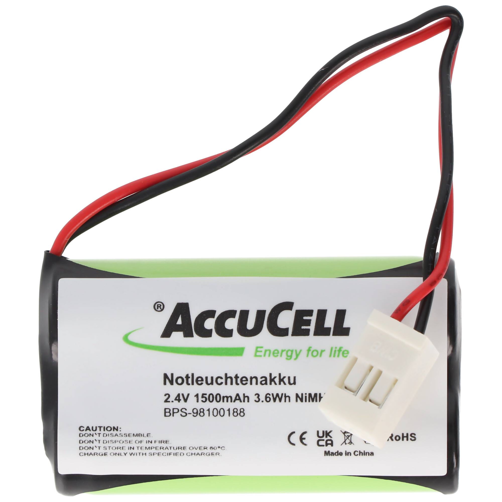 Notleuchtenakku NiMH 2,4V 1500mAh F1x2 Mignon mit 100mm Kabel ersetzt ABB 11190038V/55