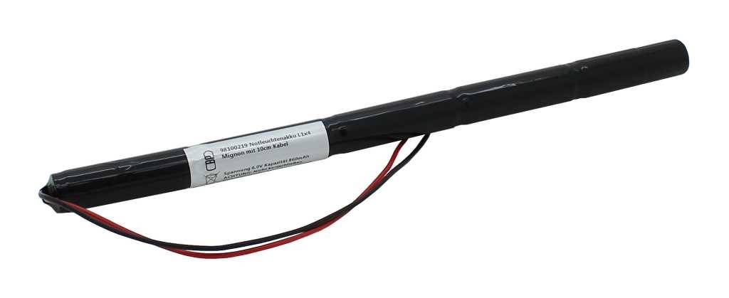 Notleuchtenakku NiMH 4,8V 1000mAh L1x5 Mignon AA mit 200mm Kabel einseitig ersetzt Beghelli 415.224.001, 415224001
