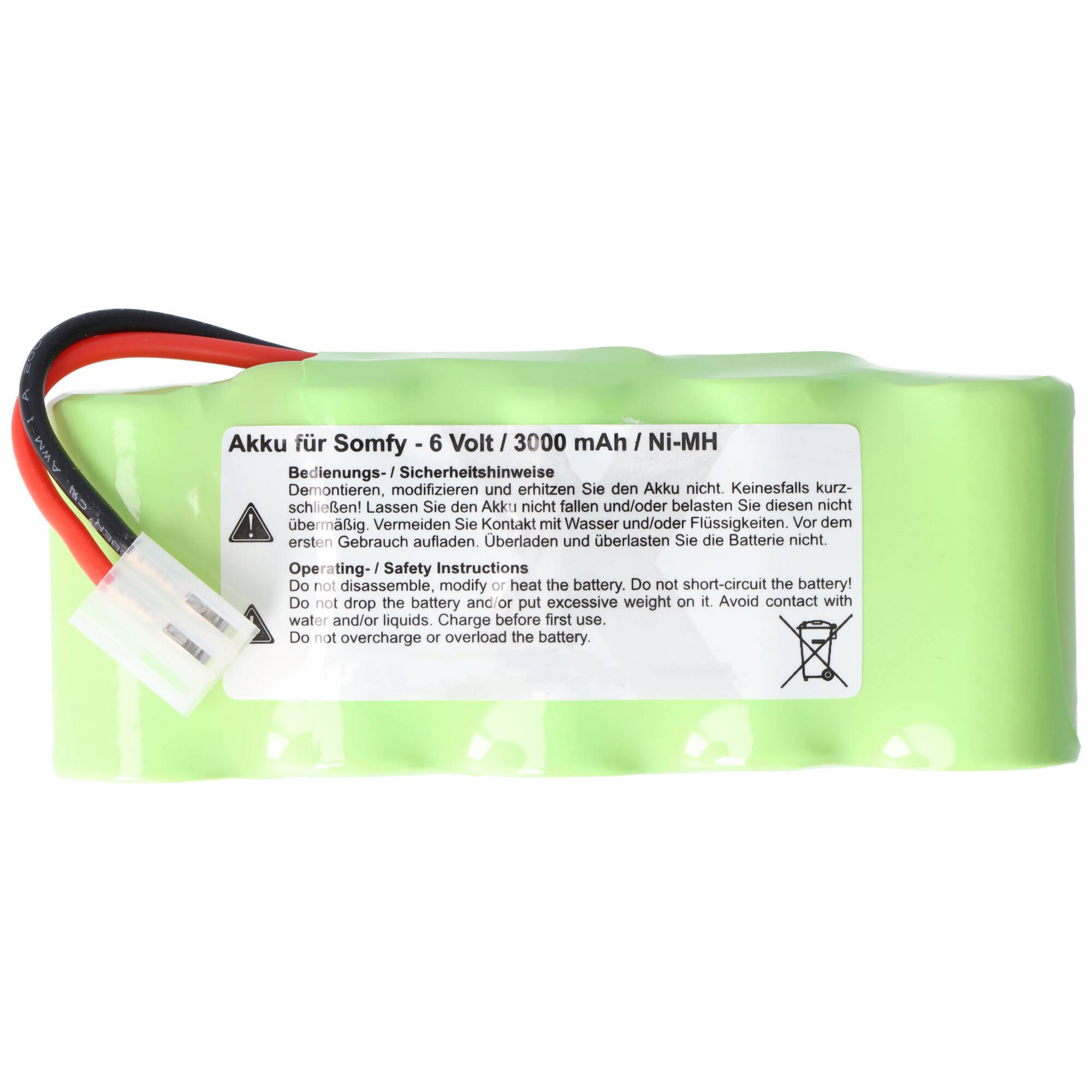 Akkupack NiMH 6,0V 3000mAh ersetzt Somfy 710055, 8781105908, 8787335119, 9 500 005, 9000163, FD252/10