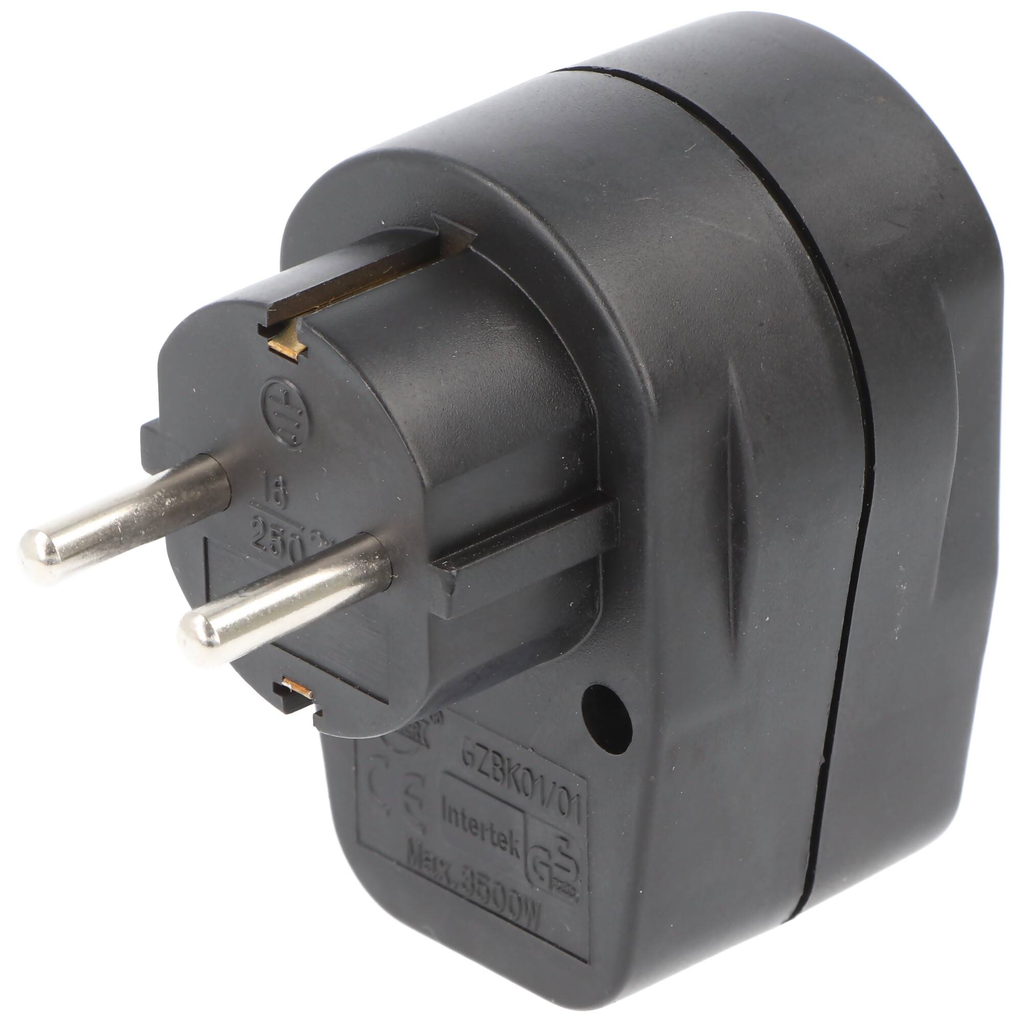 Zwischenschalter 1x Schutzkontakt schwarz