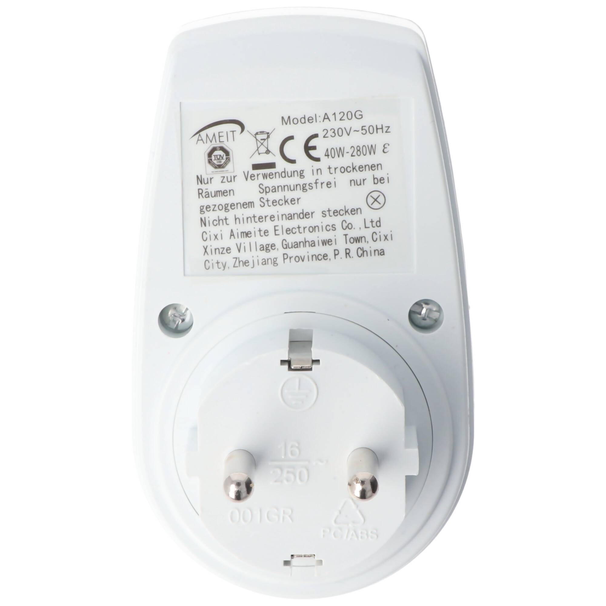 Zwischenschalter 1x Schutzkontakt weiß mit Dimmer