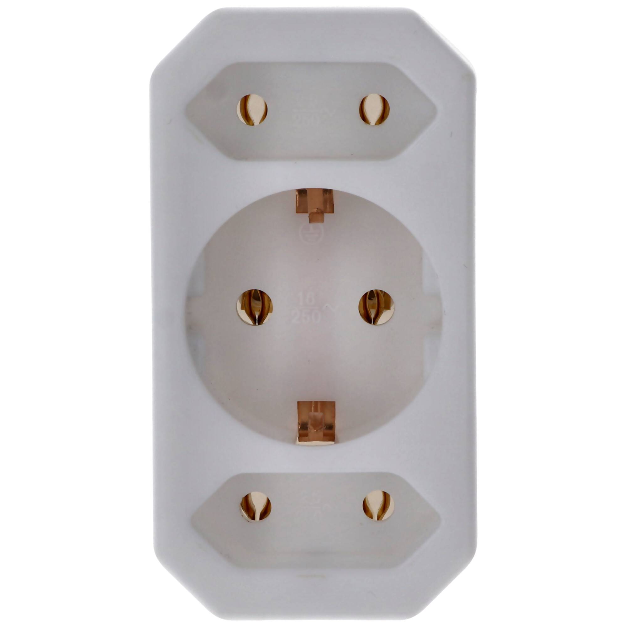 Multistecker 2x Euro und 1x Schutzkontakt weiß vertikal