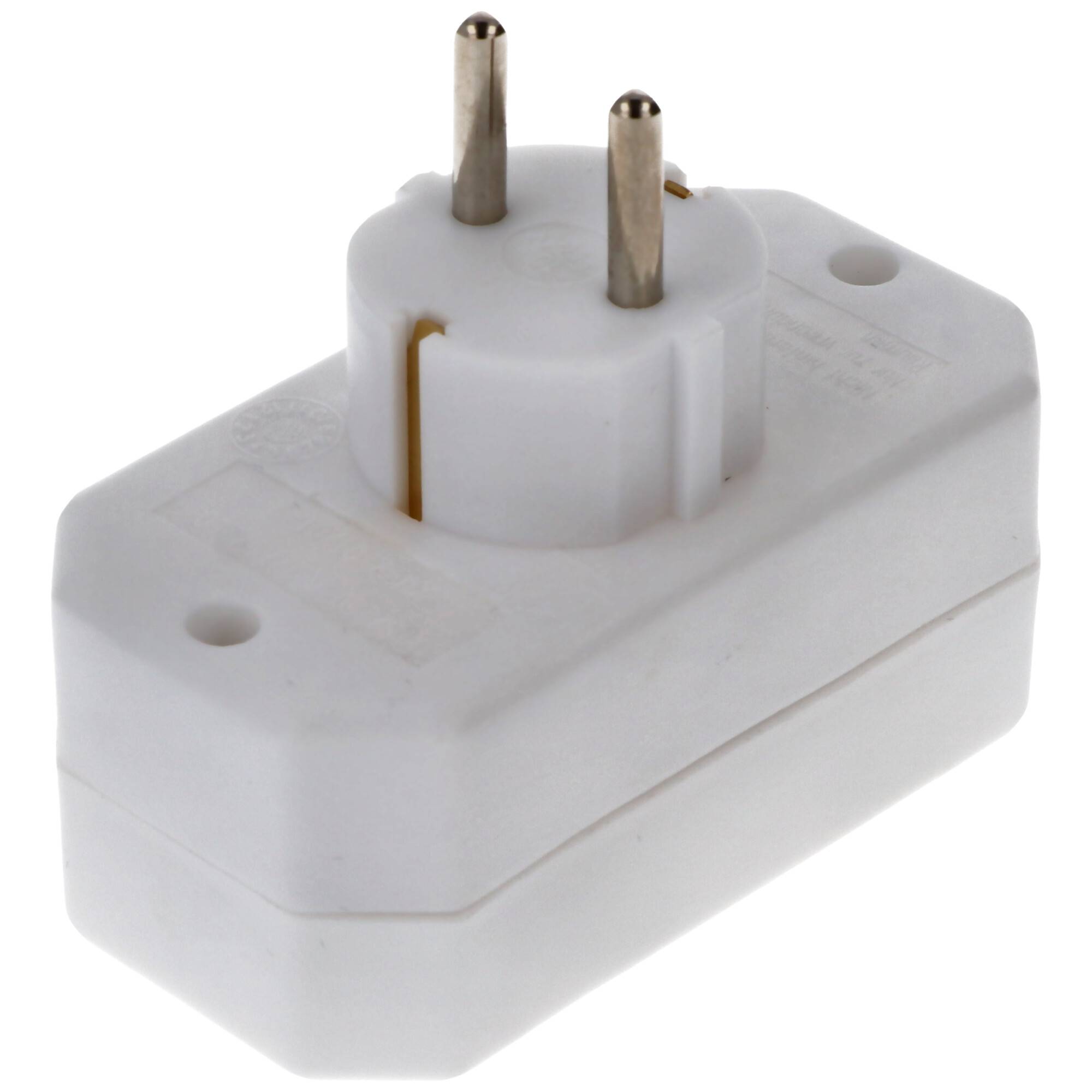 Multistecker 2x Euro und 1x Schutzkontakt weiß vertikal