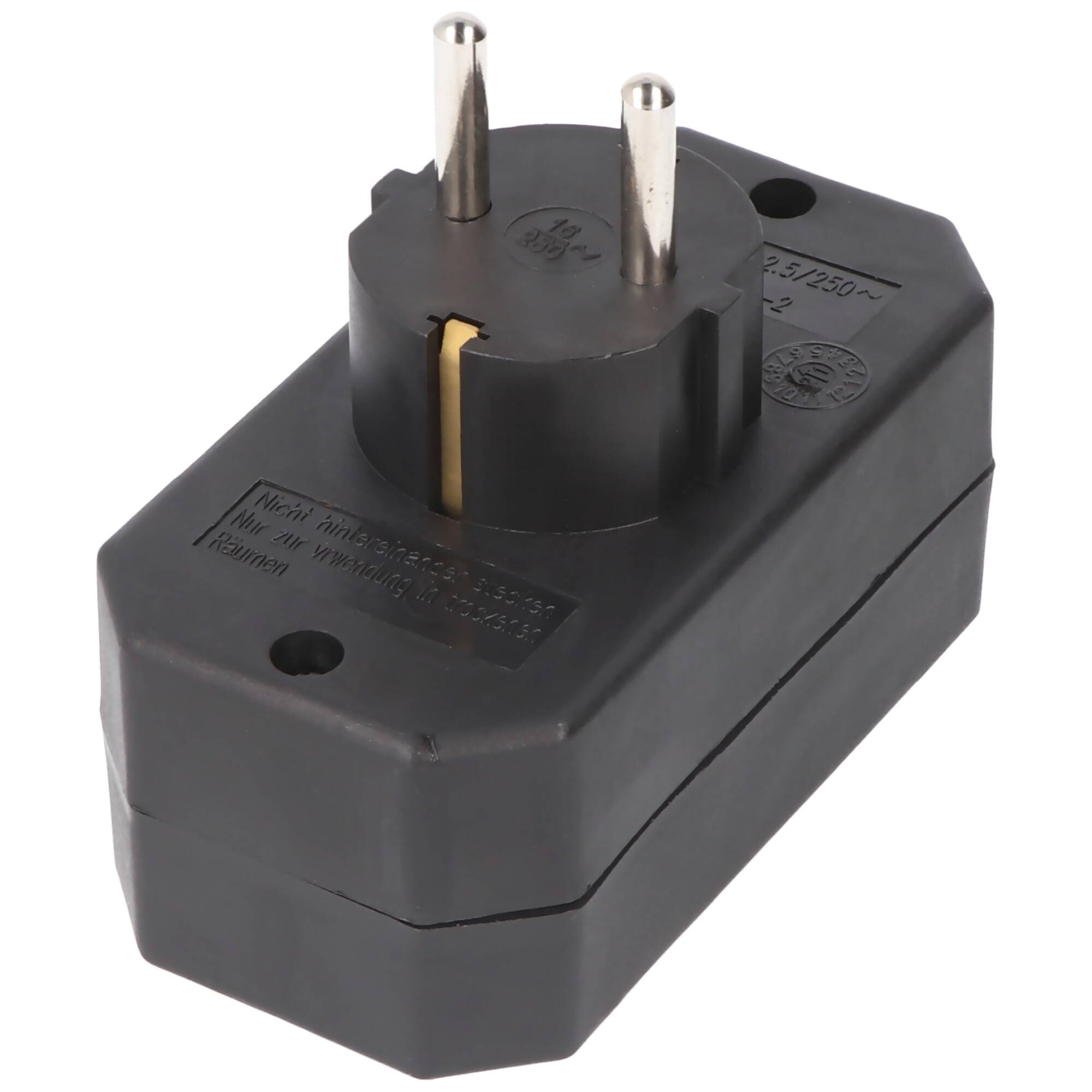 Multistecker 2x Euro und 1x Schutzkontakt schwarz vertikal