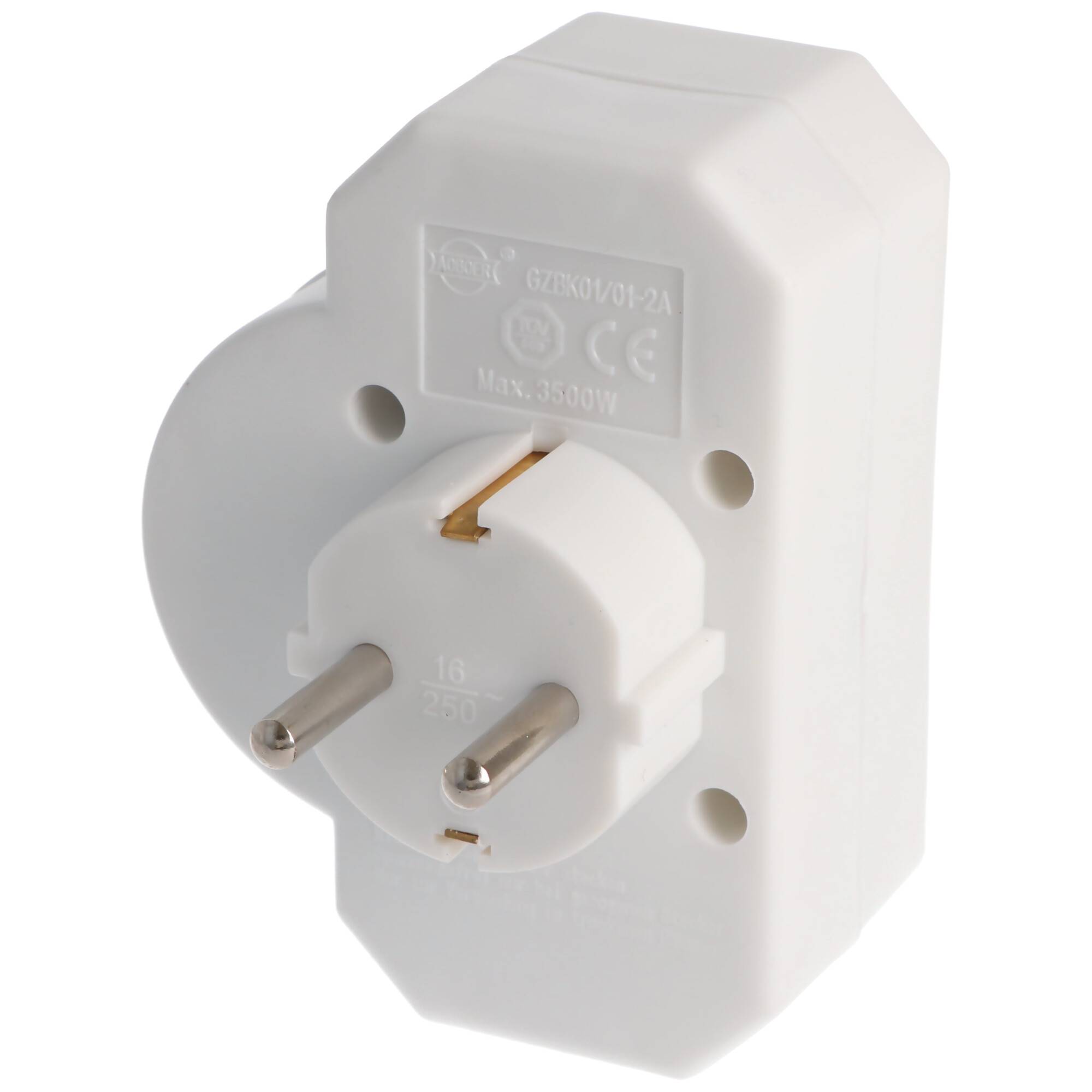 Multistecker 2x Euro und 1x Schutzkontakt weiß mit Schalter