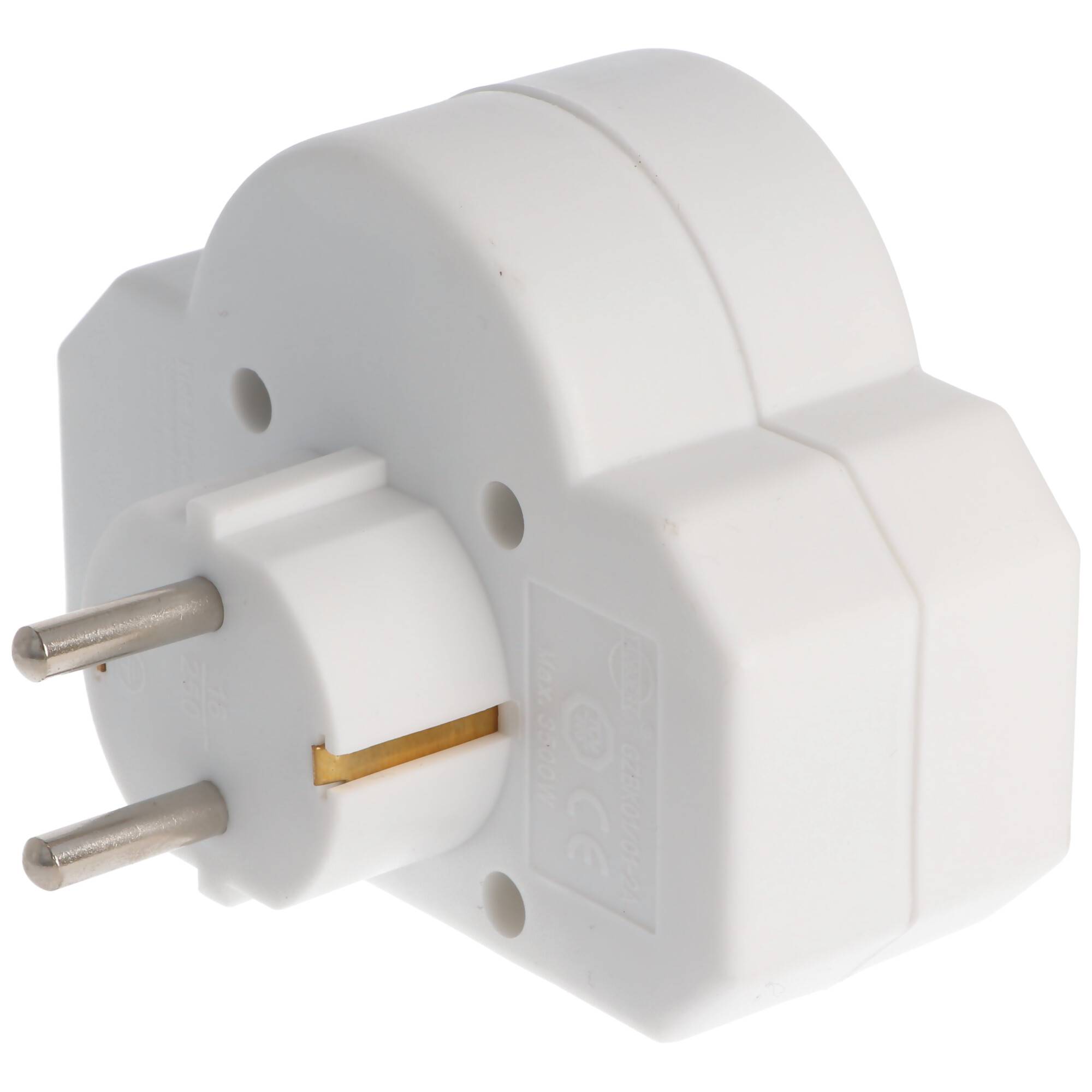Multistecker 2x Euro und 1x Schutzkontakt weiß mit Schalter