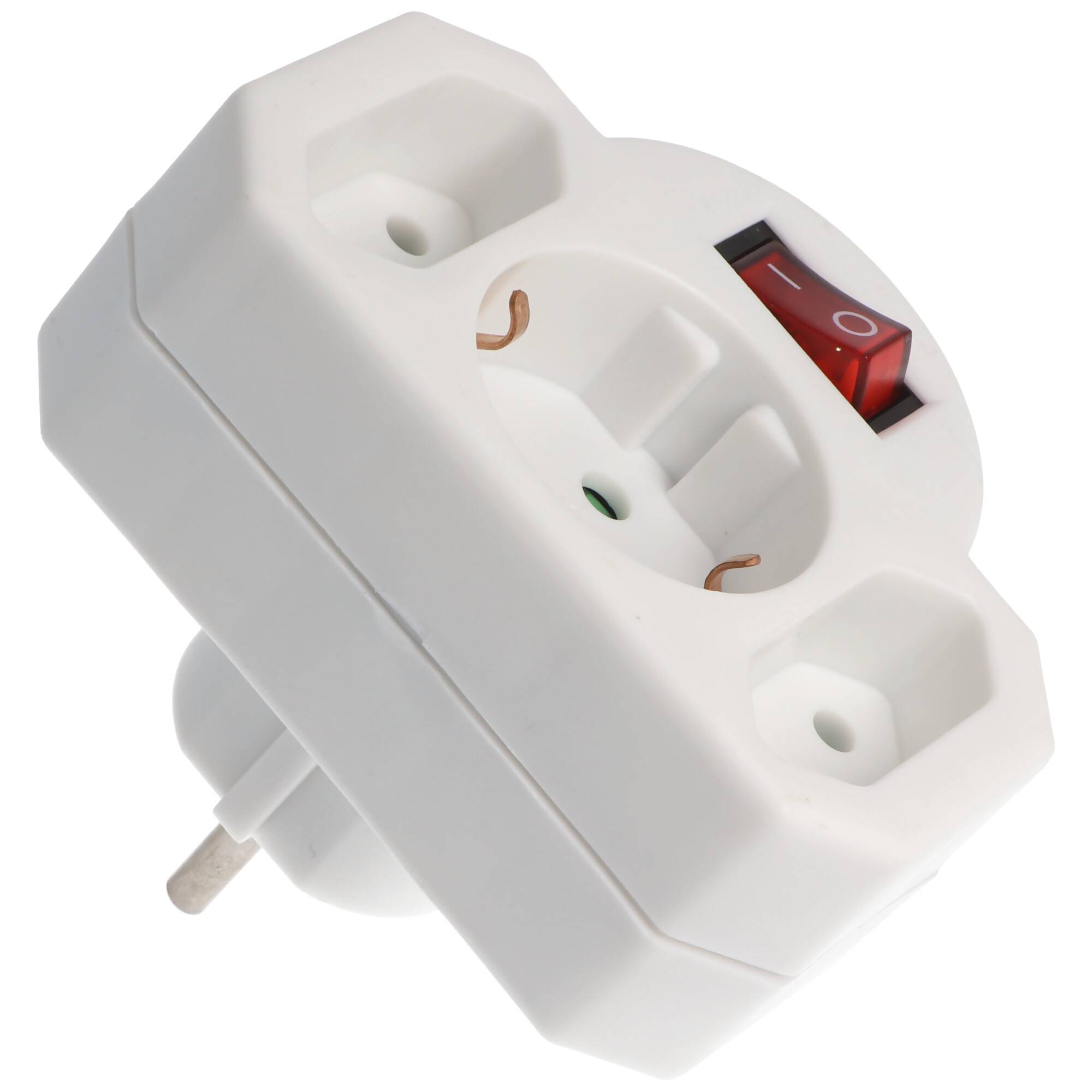 Multistecker 2x Euro und 1x Schutzkontakt weiß mit Schalter
