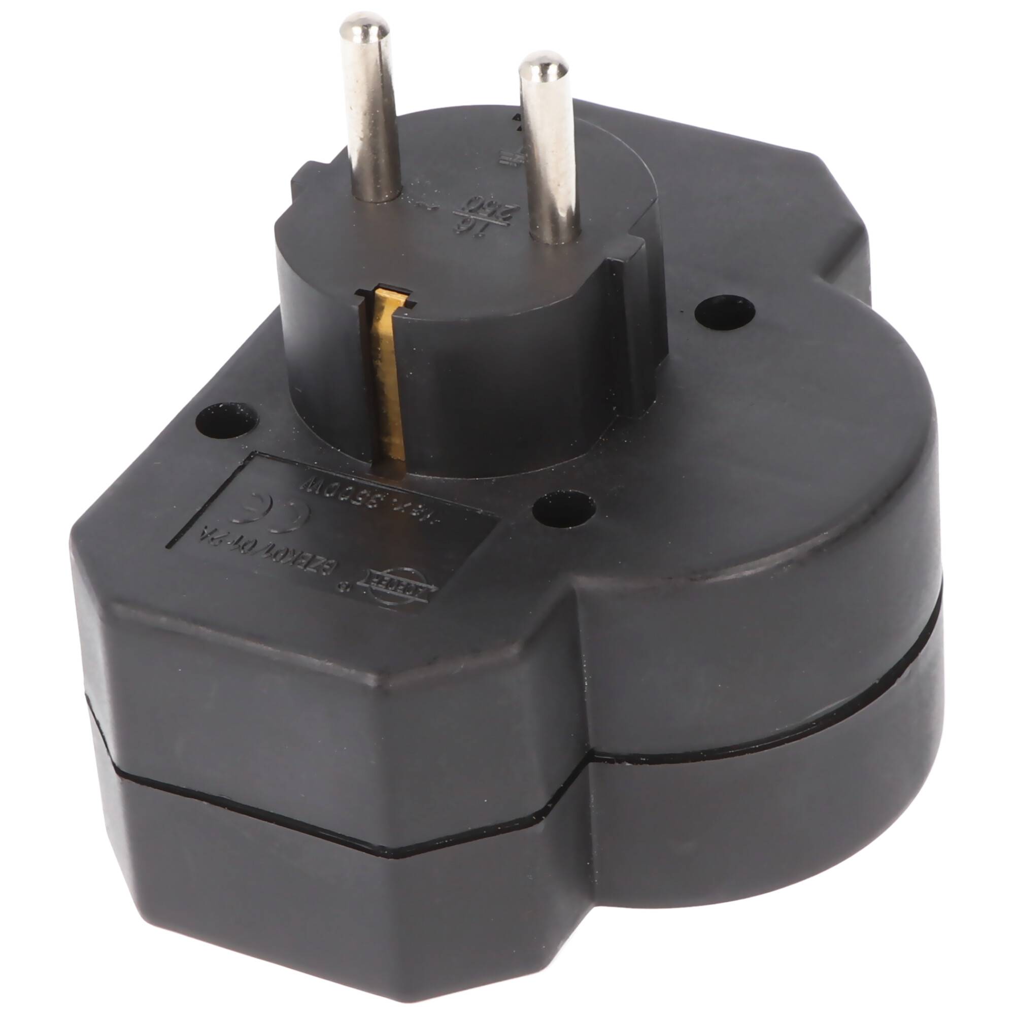Multistecker 2x Euro und 1x Schutzkontakt schwarz mit Schalter