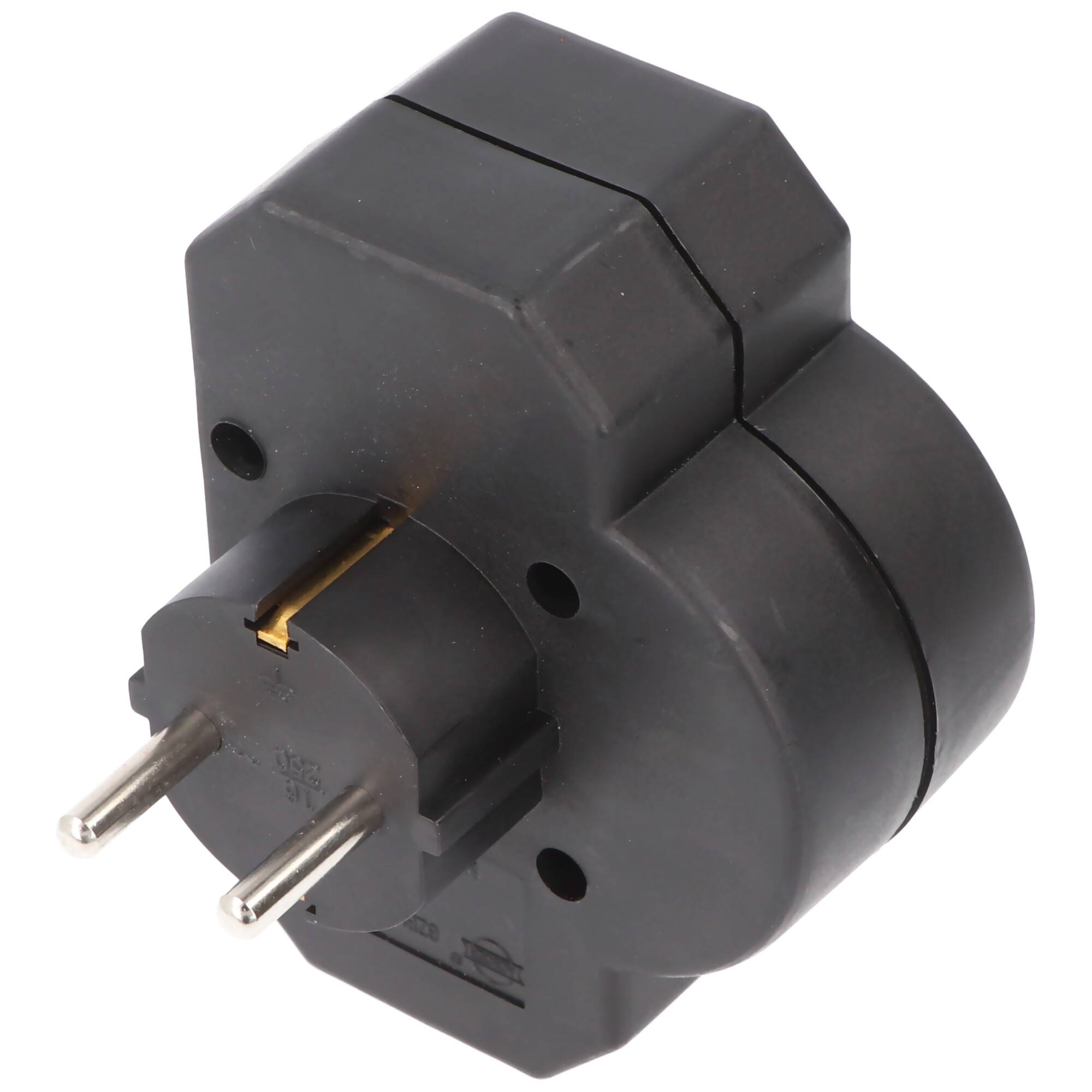 Multistecker 2x Euro und 1x Schutzkontakt schwarz mit Schalter