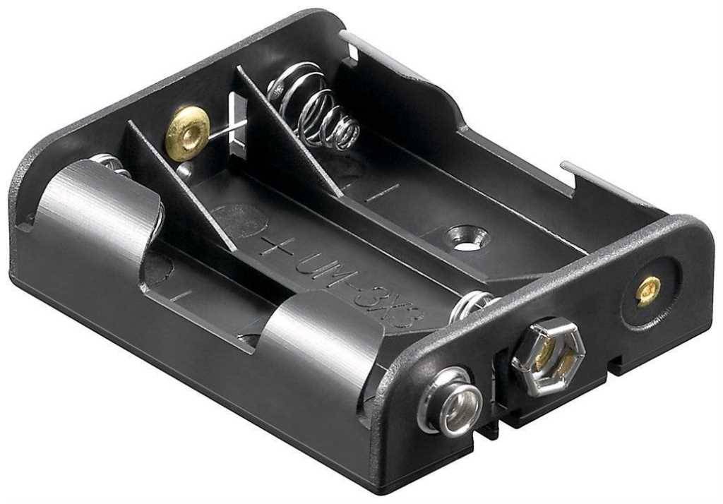 Batteriehalter für 3x Mignon mit Druckknopf – Batterie Halterung Elektronik (Kunststoff)