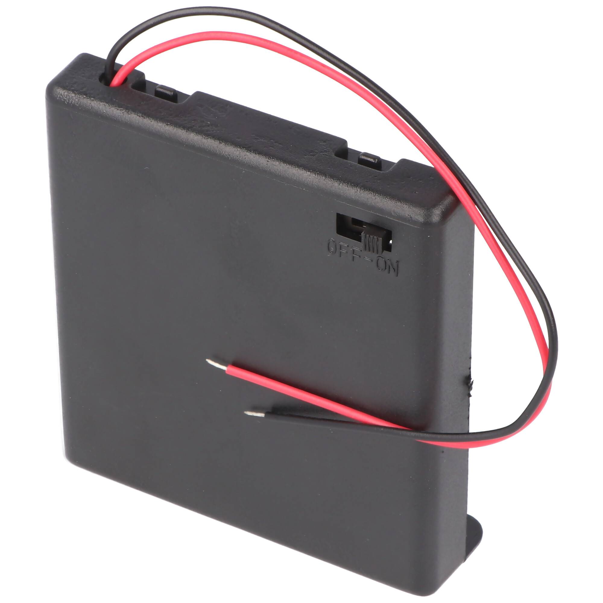 Batteriehalter für 4x Mignon mit Deckel und Schalter lose Kabelenden, wasserabweisend