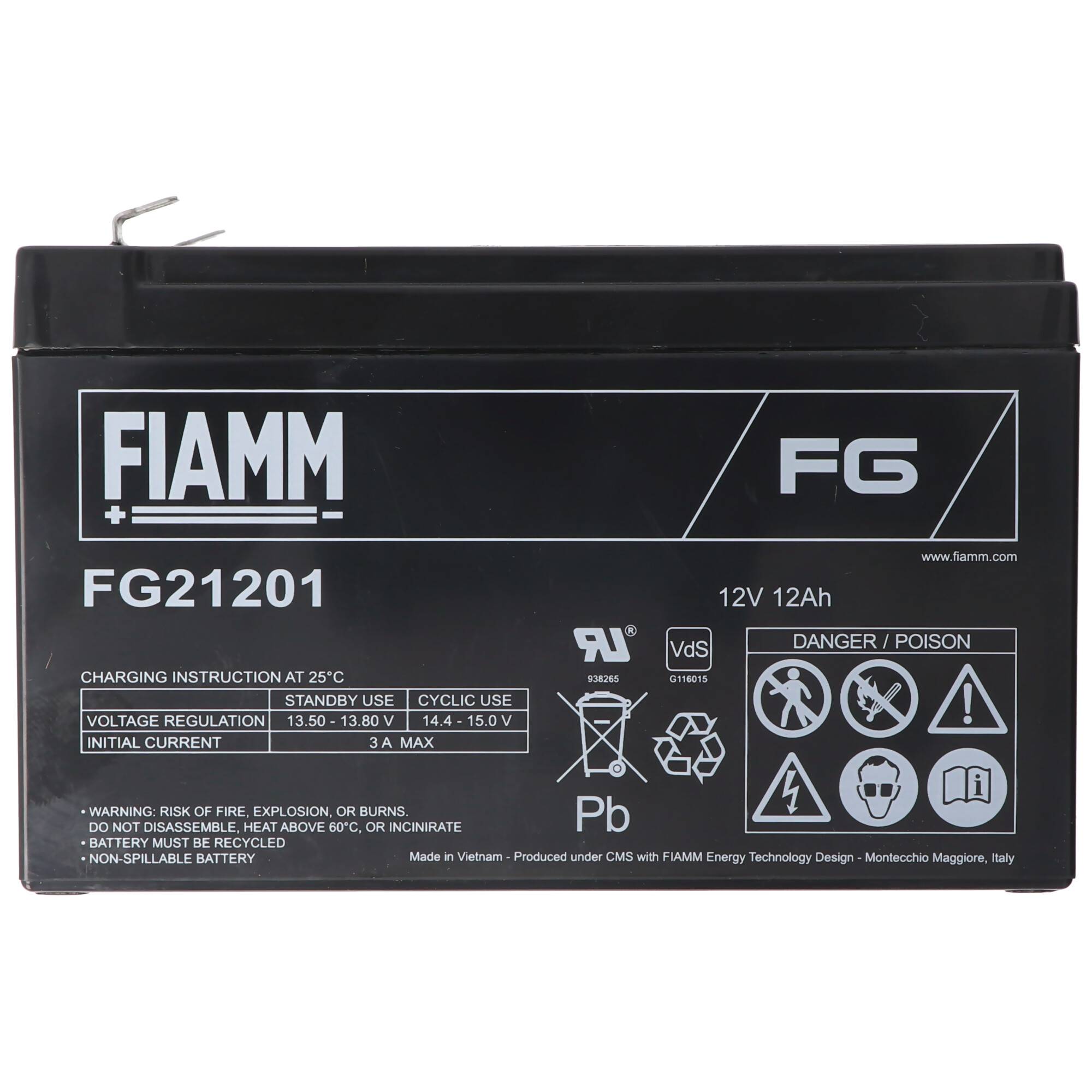 Fiamm FG21201 12V 12Ah Bleiakku AGM Blei Gel Akku