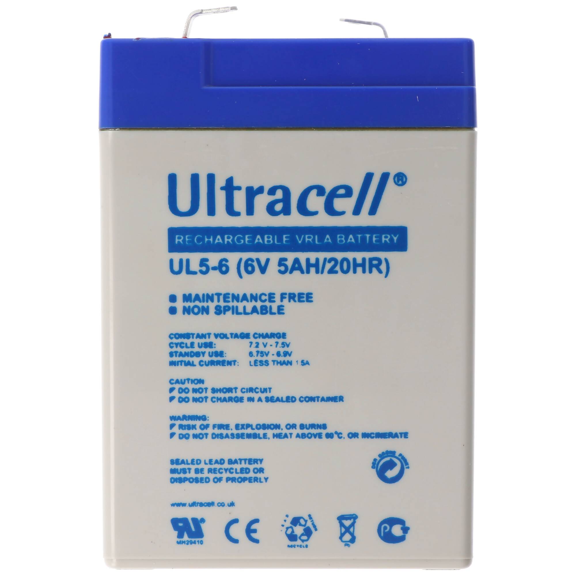 Ultracell UL5-6 6V 5Ah Bleiakku AGM Blei Gel Akku
