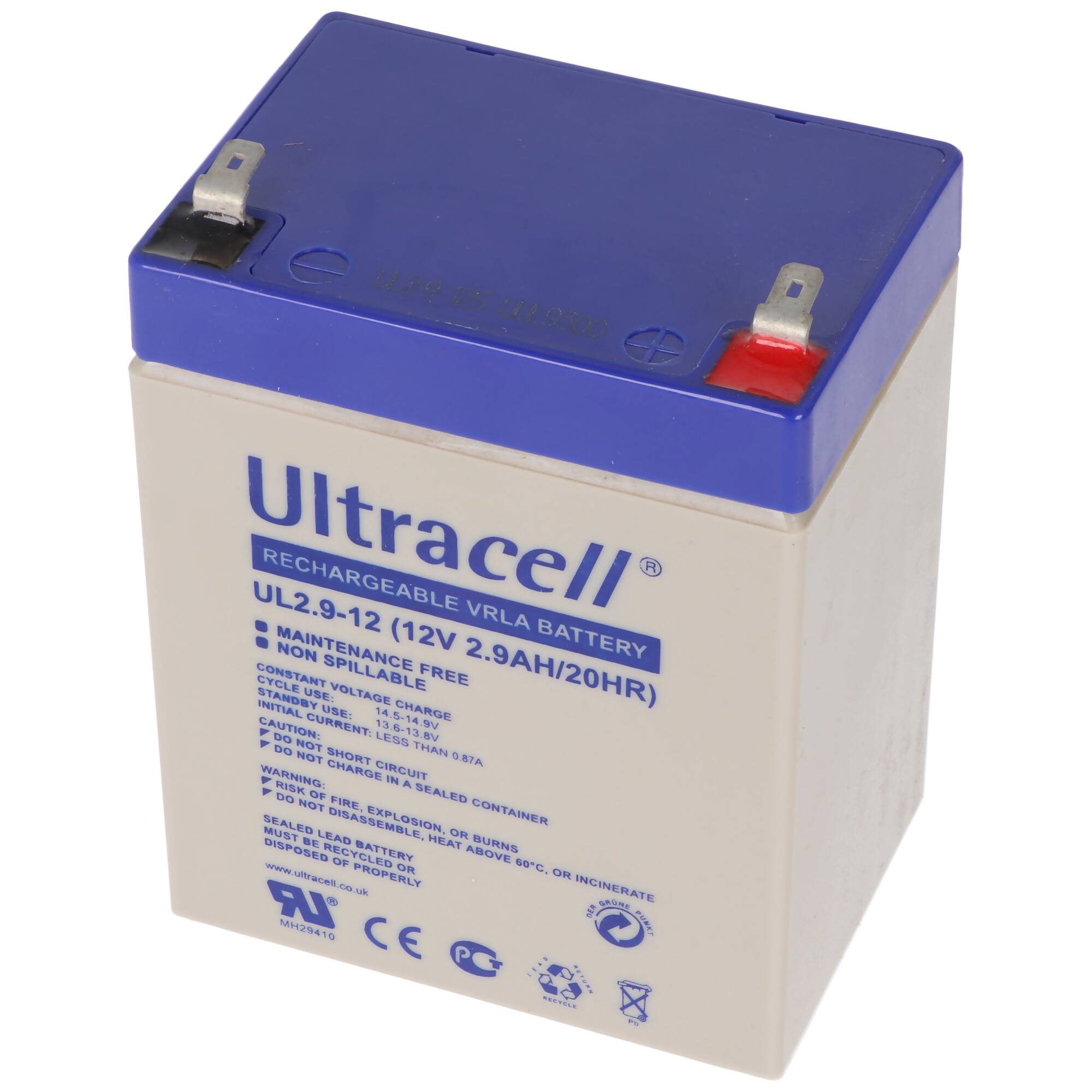 Ultracell UL2.9-12 12V 2,9Ah Bleiakku AGM Blei Gel Akku 4,8mm Steckkontakte