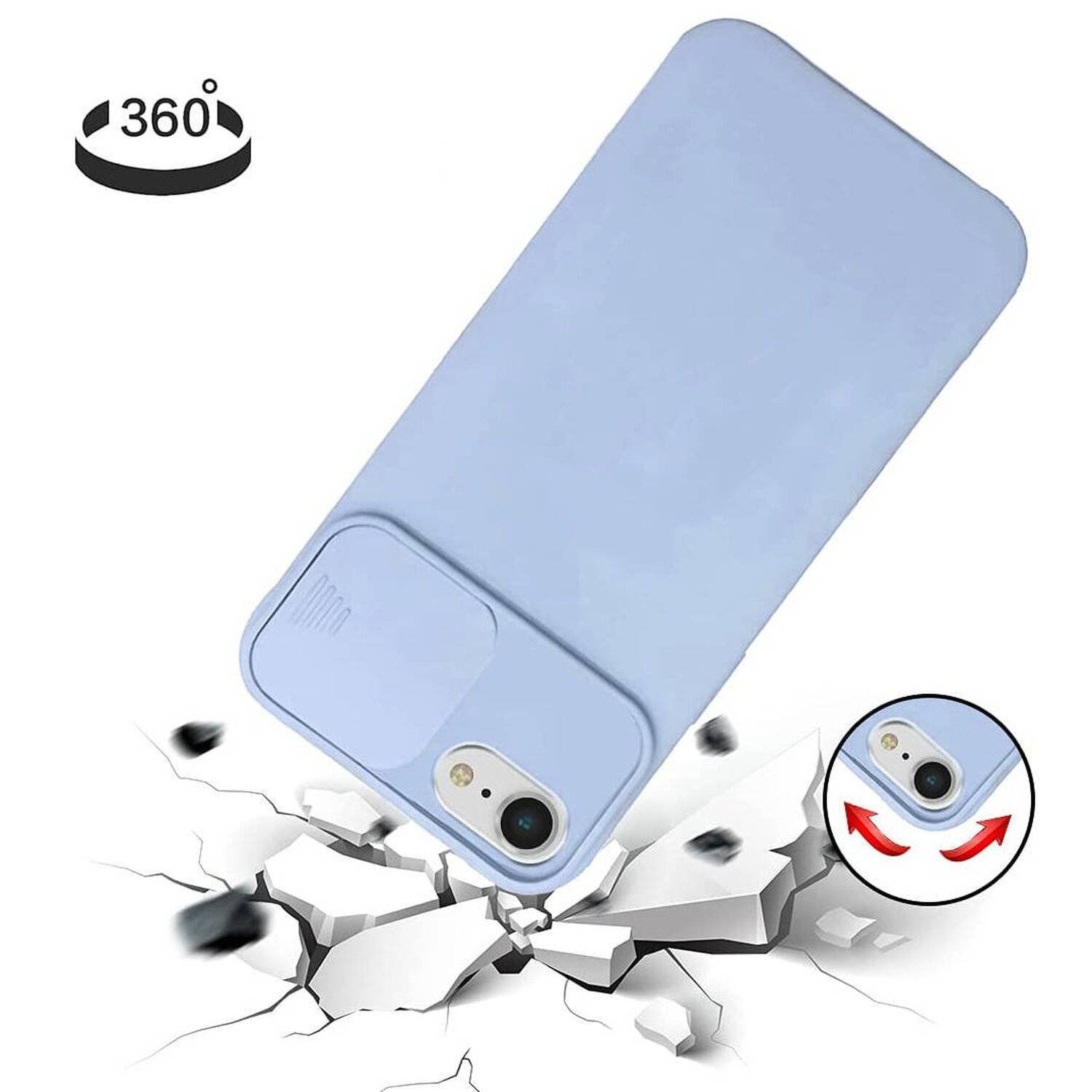 360 Grad Schutz CamShield Silikon Cover Case Slim Handyhülle mit Kameraschutz für iPhone 11 Pro Hellblau