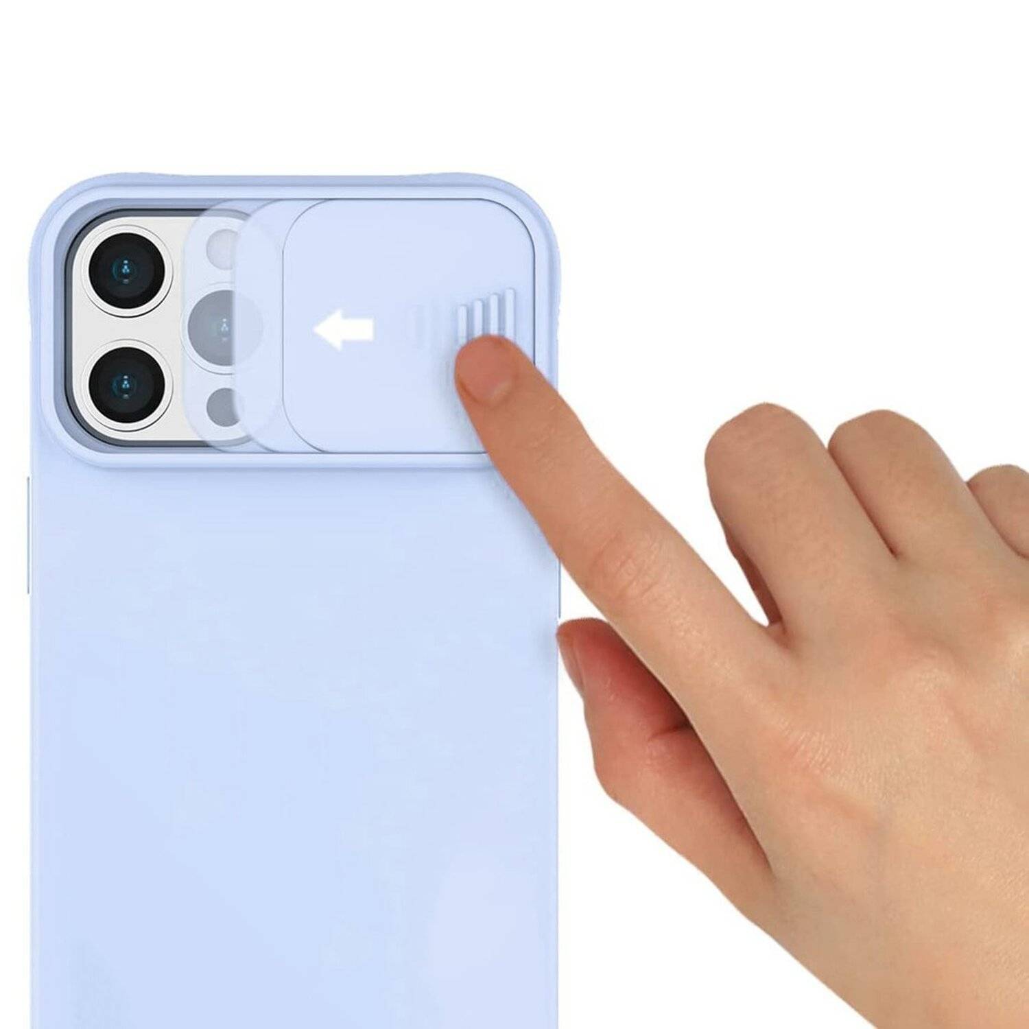360 Grad Schutz CamShield Silikon Cover Case Slim Handyhülle mit Kameraschutz für iPhone 12 Hellblau