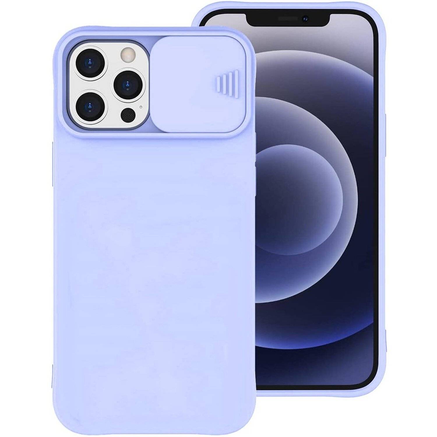 360 Grad Schutz CamShield Silikon Cover Case Slim Handyhülle mit Kameraschutz für iPhone 12 Hellblau