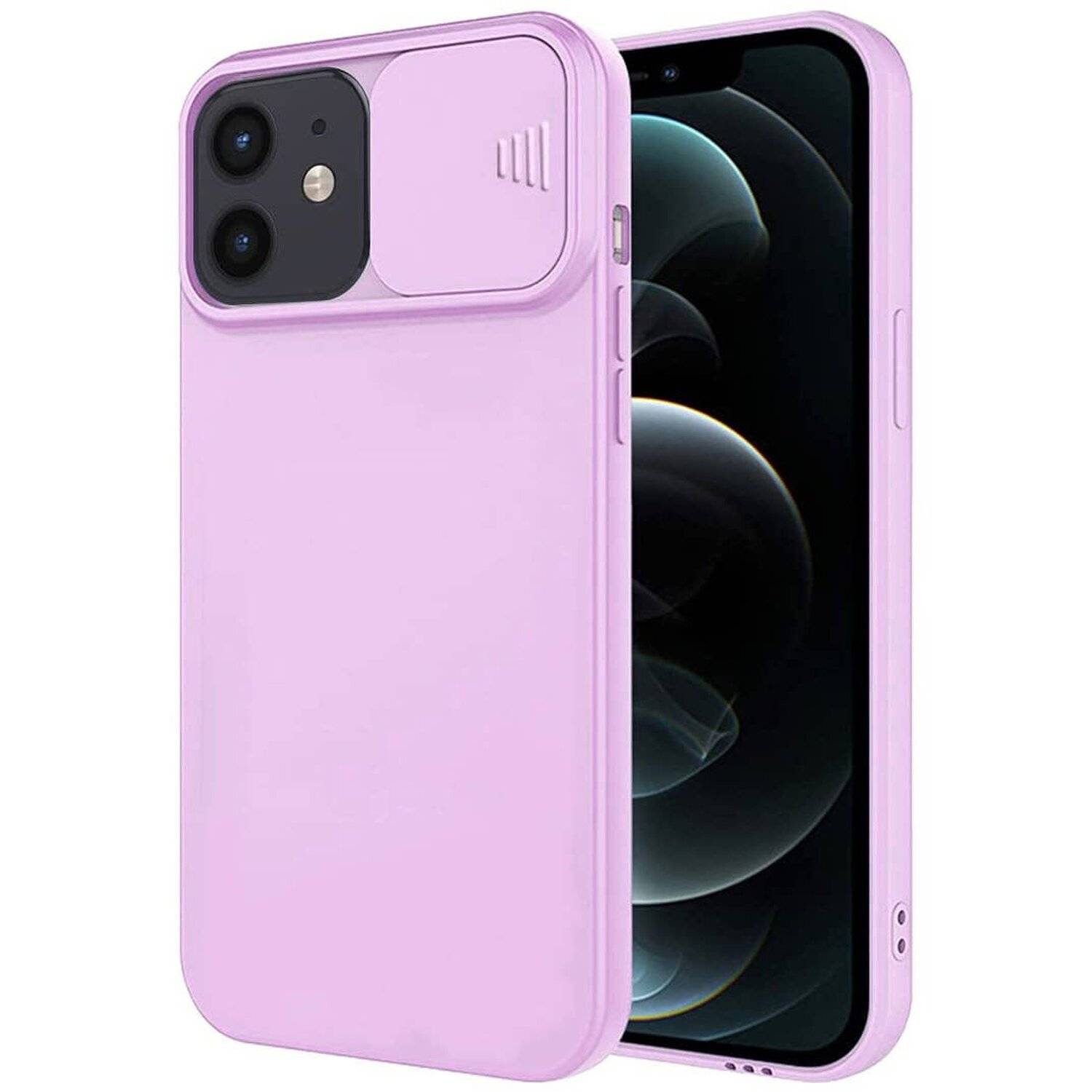 360 Grad Schutz CamShield Silikon Cover Case Slim Handyhülle mit Kameraschutz für iPhone 12 Lila