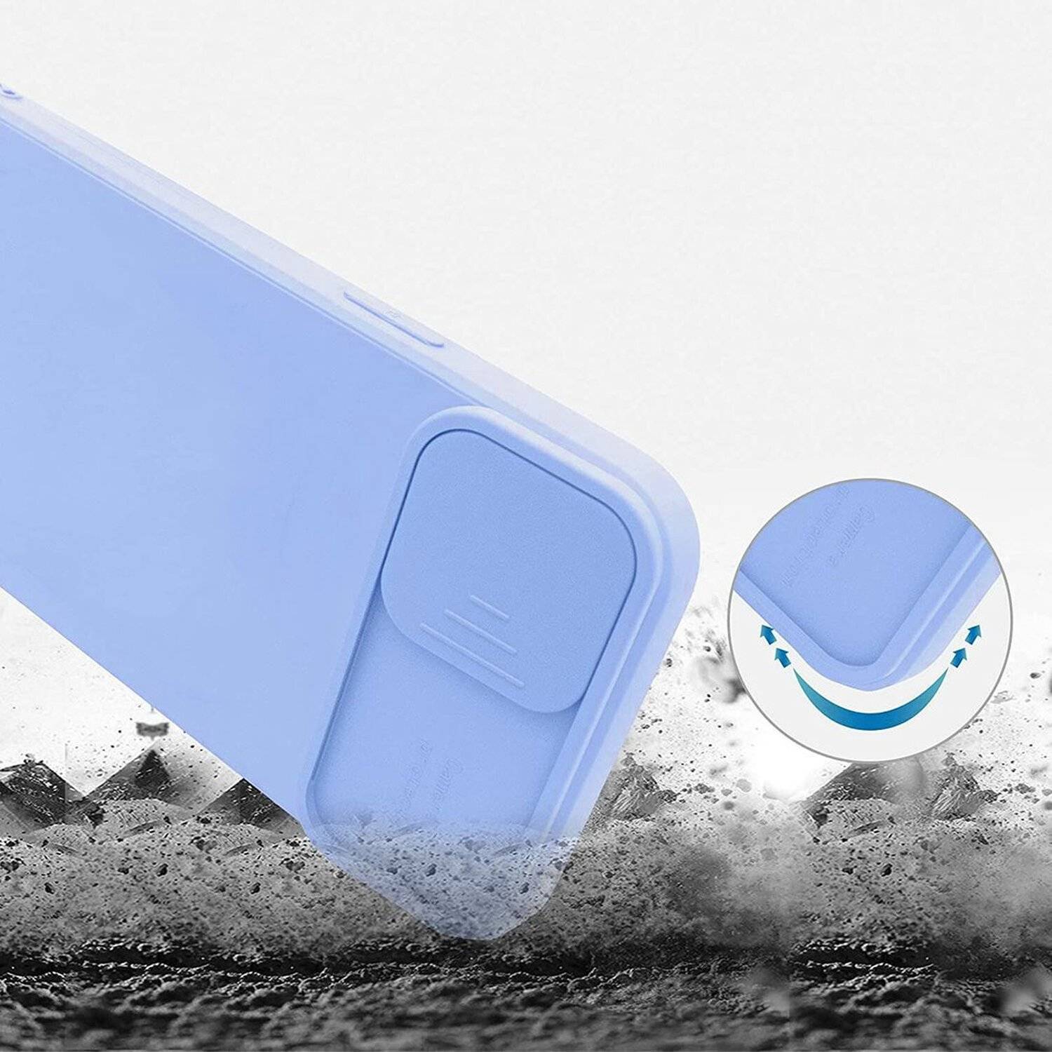 360 Grad Schutz CamShield Silikon Cover Case Slim Handyhülle mit Kameraschutz für iPhone 12 Pro Hellblau
