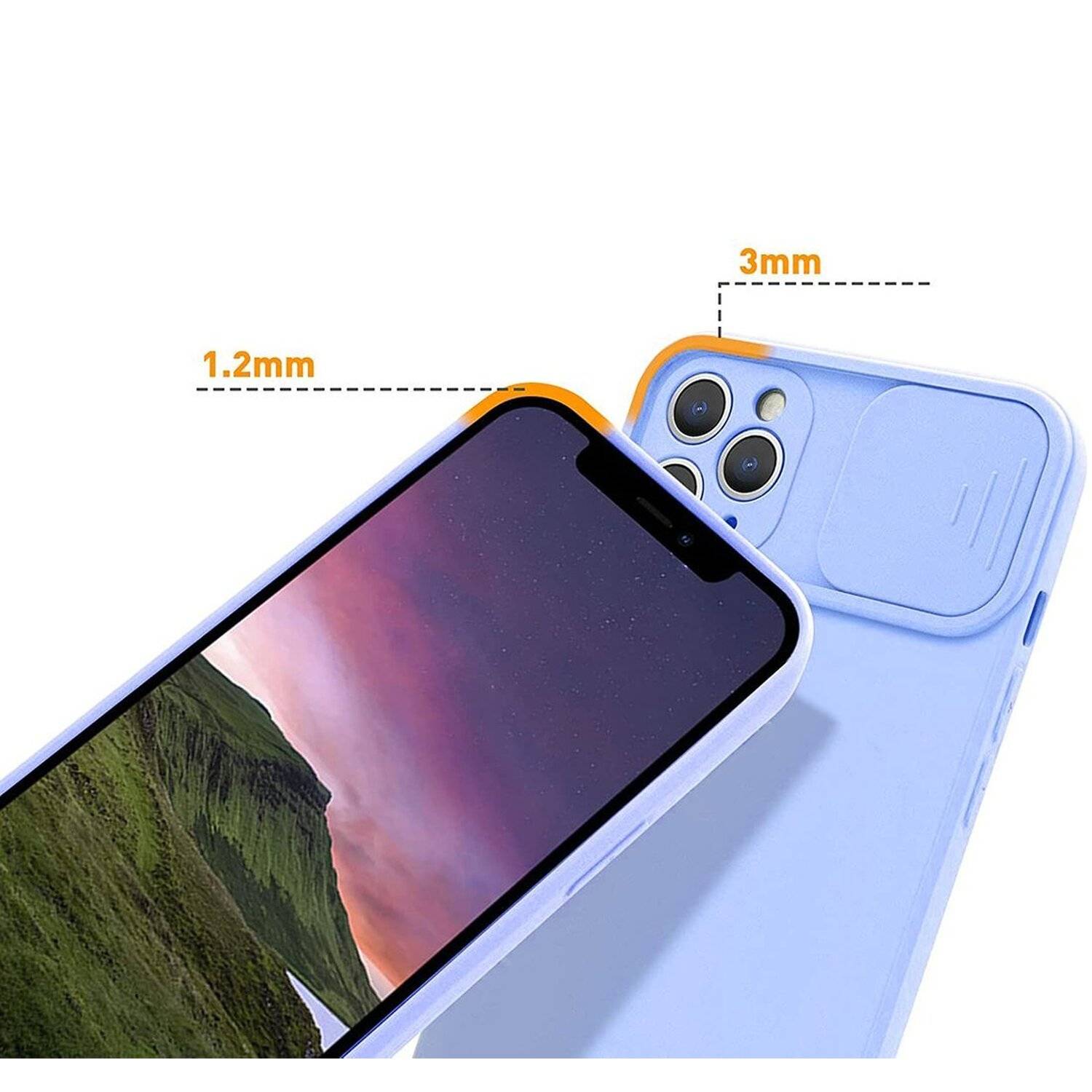 360 Grad Schutz CamShield Silikon Cover Case Slim Handyhülle mit Kameraschutz für iPhone 12 Pro Hellblau