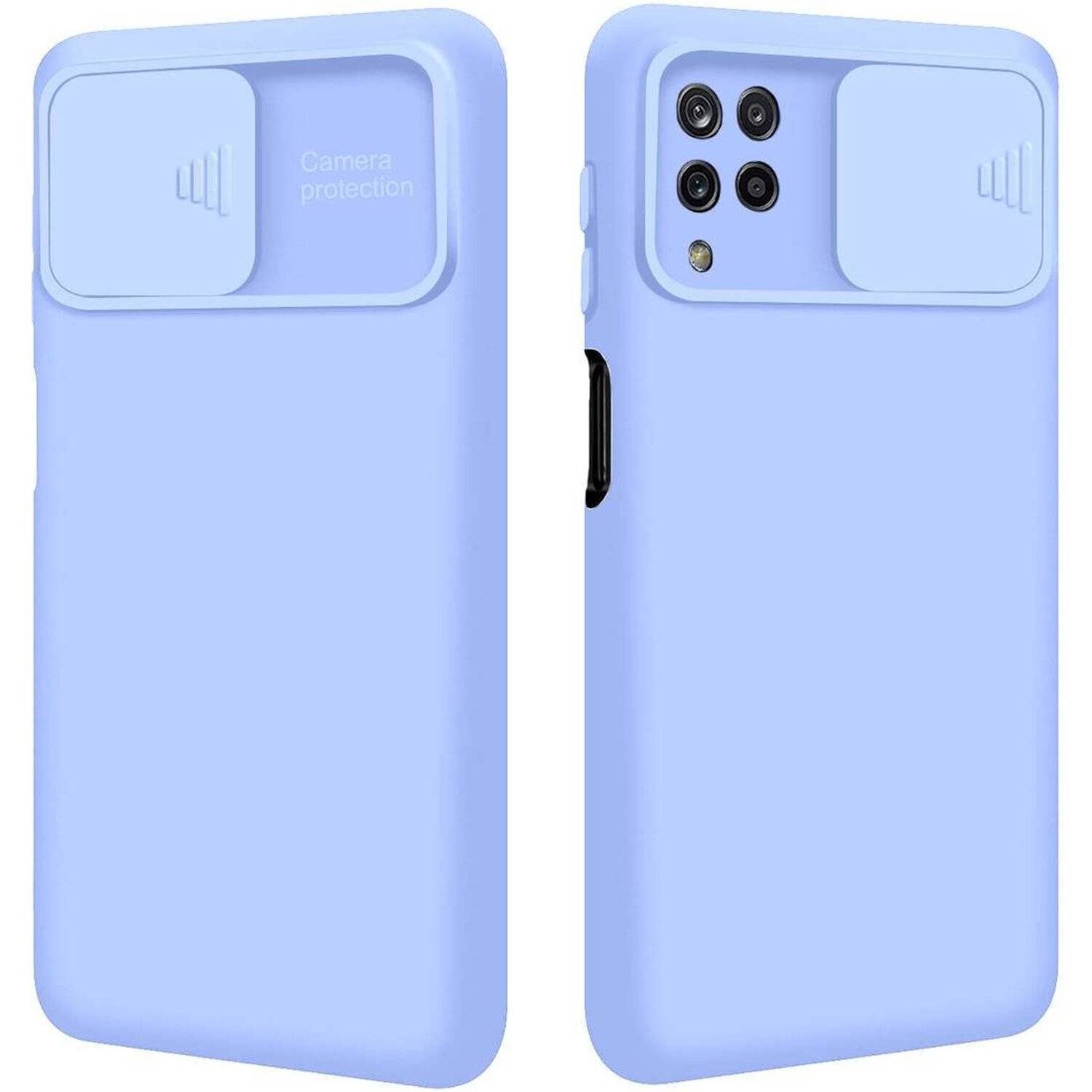 360 Grad Schutz CamShield Silikon Cover Case Slim Handyhülle mit Kameraschutz für Samsung Galaxy A22 4G (A225F) Hellblau