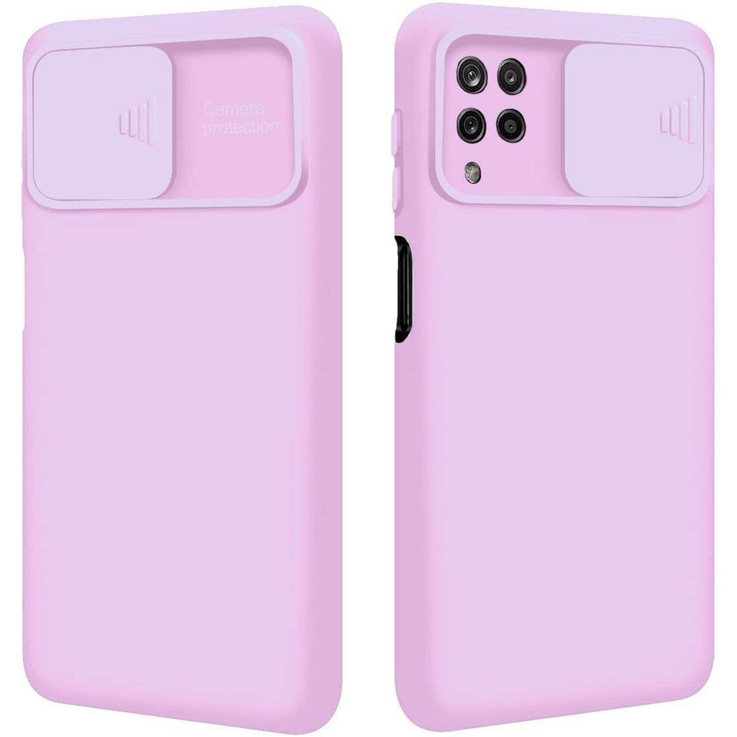 360 Grad Schutz CamShield Silikon Cover Case Slim Handyhülle mit Kameraschutz für Samsung Galaxy A22 4G (A225F) Lila